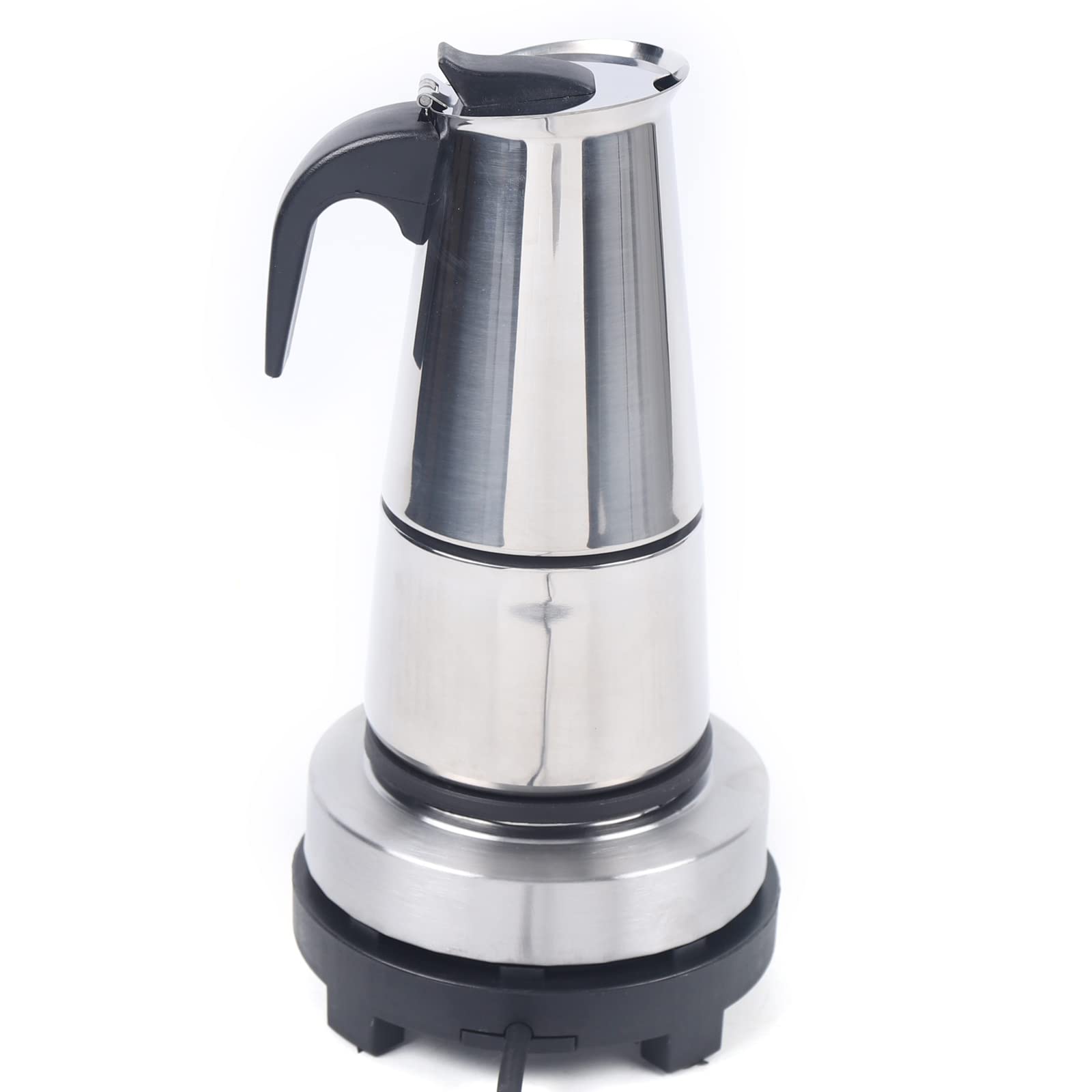 6 Cup Moka Pot for Electric Stove - 300ml Italian Espresso Maker, Stainless Steel Stovetop Coffee Brewer (110V) - Perfect for Home, Office & Camping Coffee Brewing
