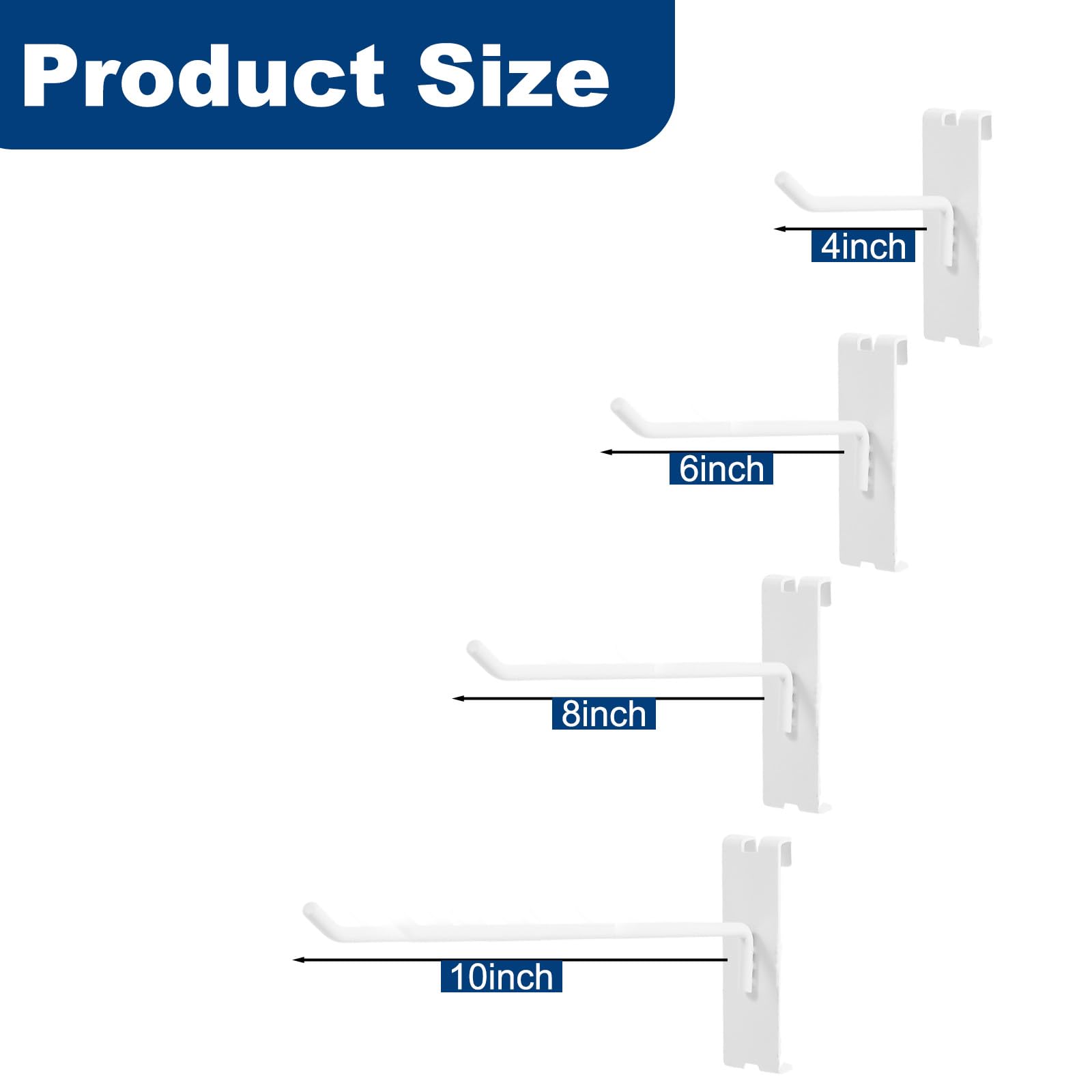 Polmart 4-Inch Heavy Duty White Gridwall Panel Hooks - Pack of 96 - Durable Retail Display Hooks for Store Shelving, Clothing Racks & Trade Show Displays