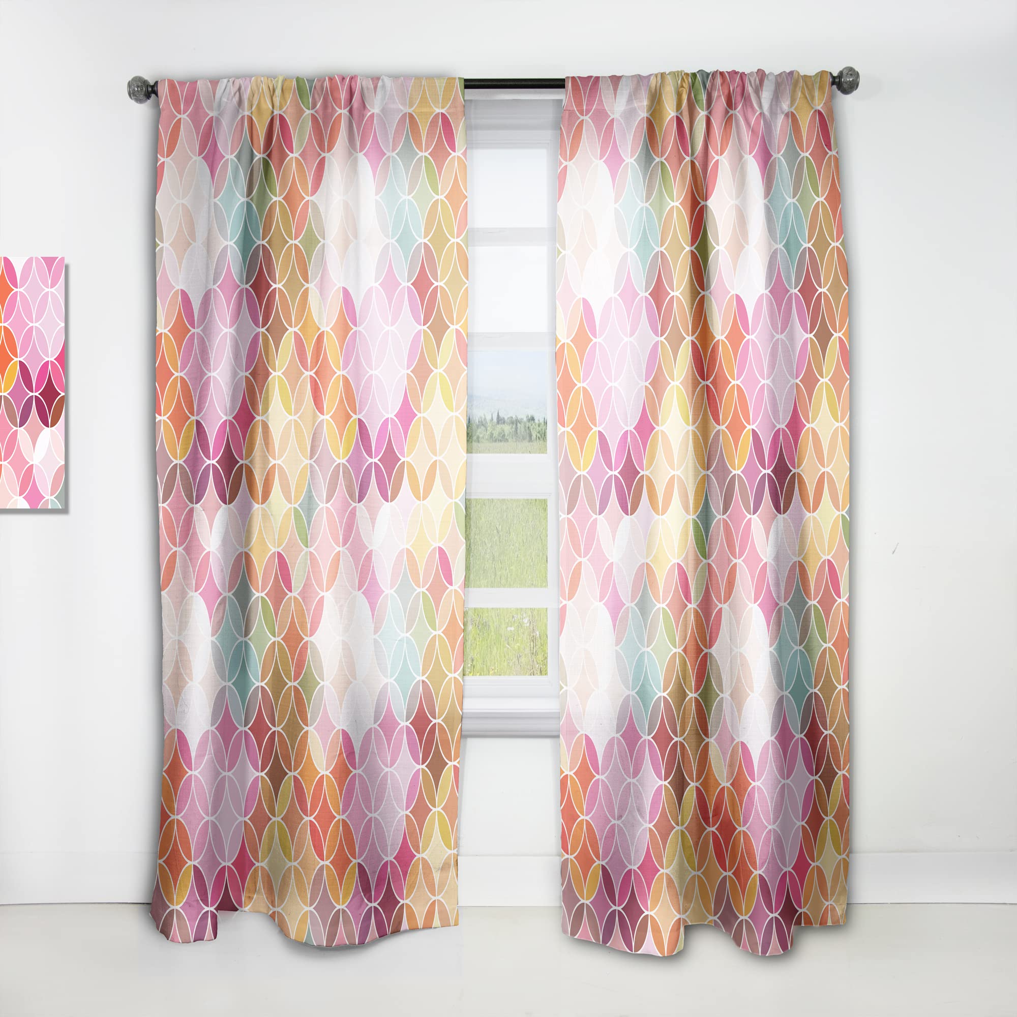DesignQ Geometric Retro Pattern Blackout Curtains - Thermal Insulated Single Panel (52x84 inches) for Bedroom & Living Room - Perfect for Home Decor, Light Blocking & Energy Saving