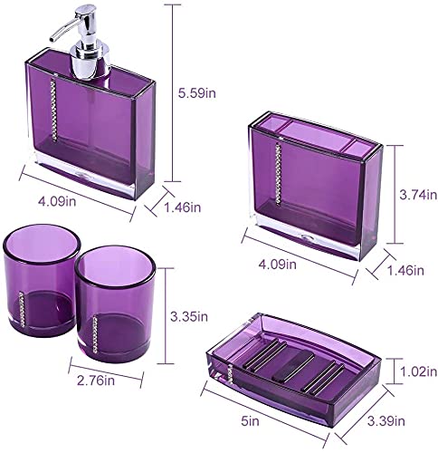 5-Piece Acrylic Bathroom Accessory Set - Soap Dispenser, Toothbrush Holder, Tumbler & Organizer | Modern Home, Hotel & Travel Essentials for Stylish Bathrooms
