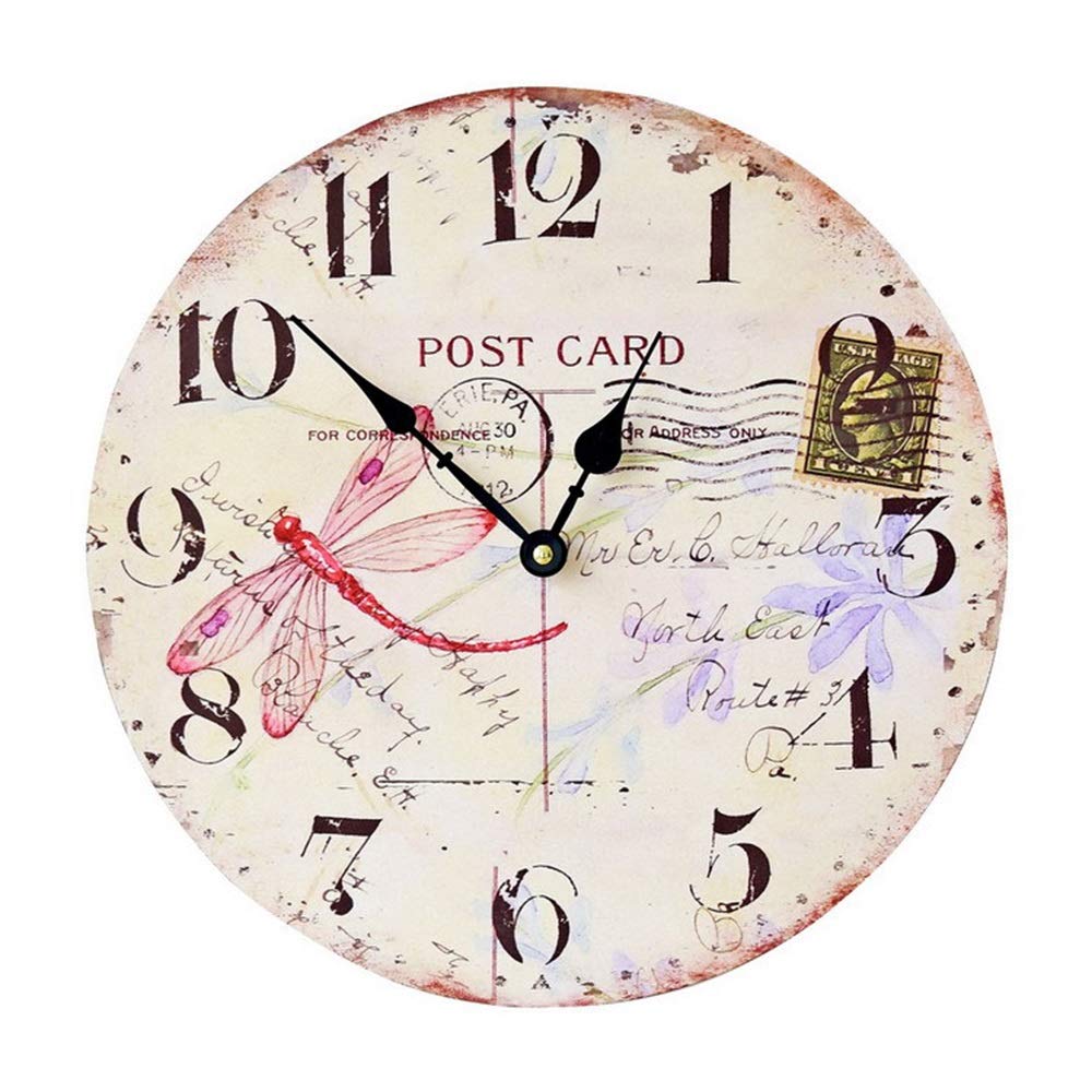 Eummet Vintage European Style Wall Clock - Frameless 35x35cm Cafe Decor, Artist Home Living Room Hanging Clock for Kitchen, Bedroom & Office