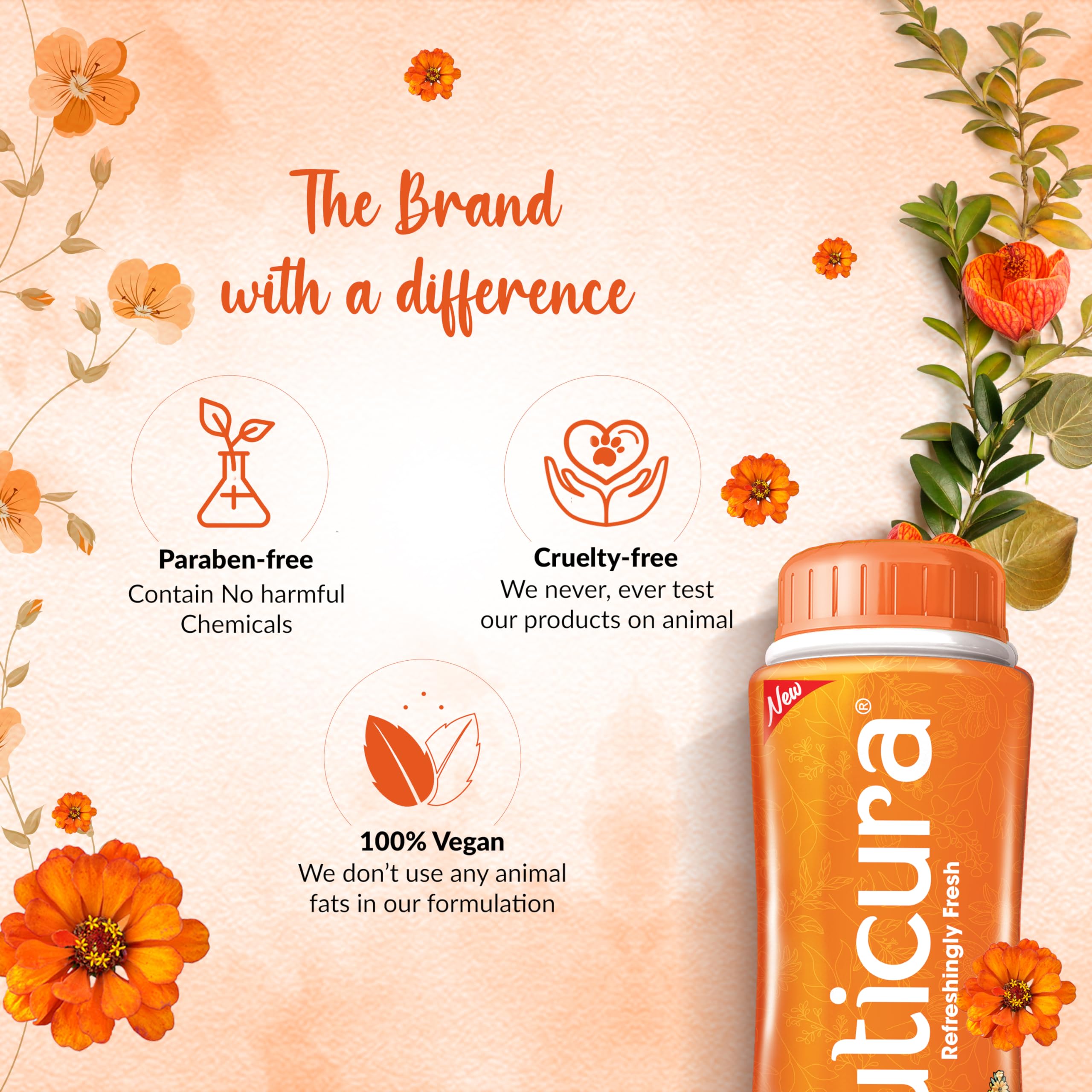 Cuticura Original Bloom Talcum Powder with Sunscreen 400g | Odor Control & Long-Lasting Fragrance | 100% Vegan & Cruelty-Free | Refreshingly Fresh Talc for Daily Use, Gym, Travel & Post-Shower Comfort
