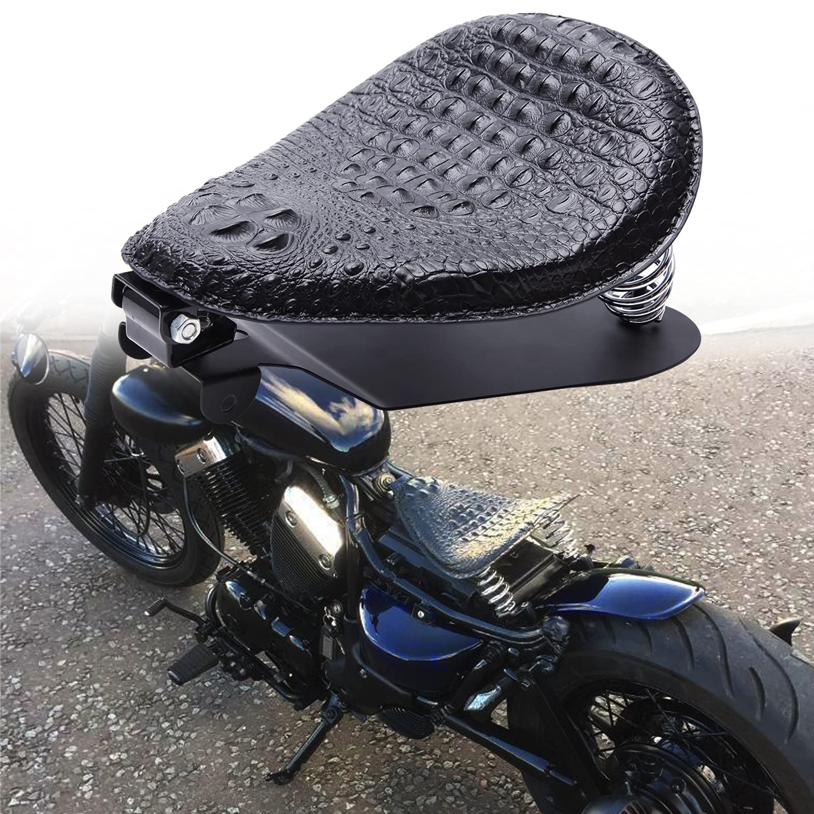 Harley Davidson Heritage Softail Springer Black Motorcycle Solo Seat Spring with Base - Replacement Part for Comfort & Style - Perfect for Cruising & Long Rides