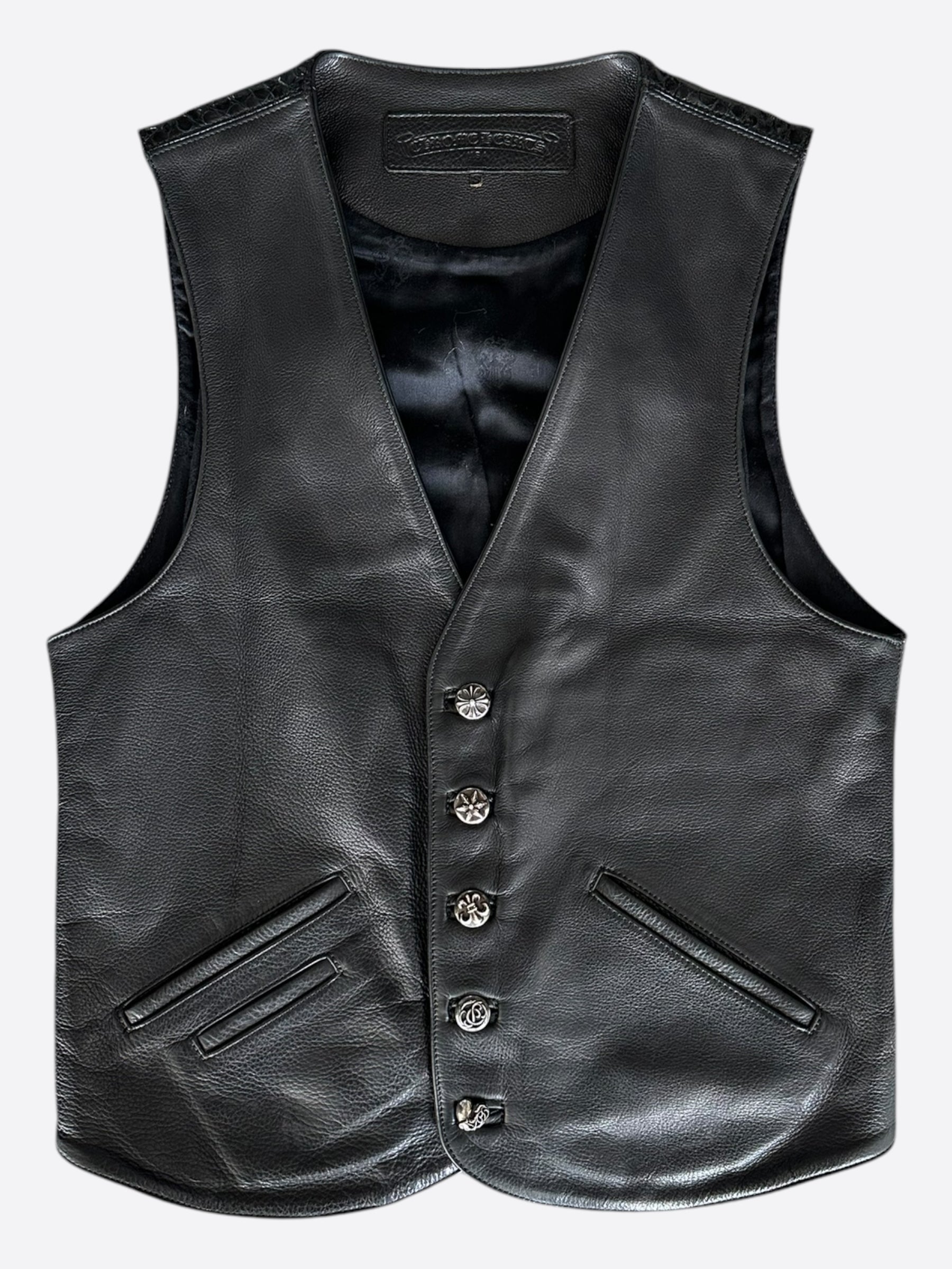 Chrome Hearts Black Crocodile Leather Vest for Men - Luxury Fashion Statement for Night Out & Special Occasions