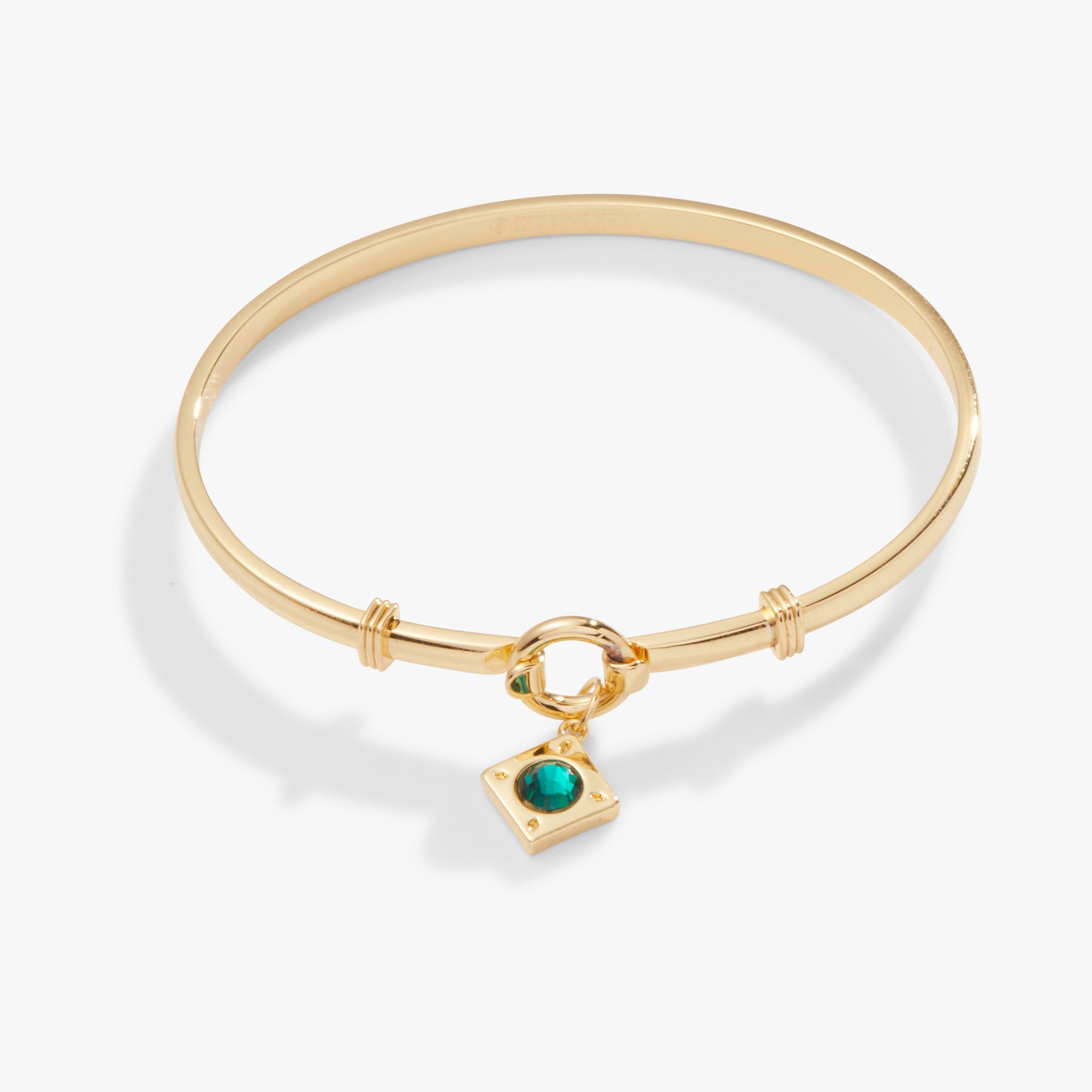 Emerald Crystal Charm Clip Bangle - Adjustable Fashion Bracelet for Women | Perfect for Parties, Weddings & Everyday Wear