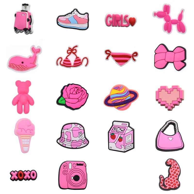 Pink Suitcase Shoe Charms for Crocs - Cute Clog Pins & Badges for Women, Men, Girls & Kids - Shoe Decorations & Accessories for Jeans, Sandals & Buckle Shoes - Perfect for Travel, Gifts & Fashion Styling
