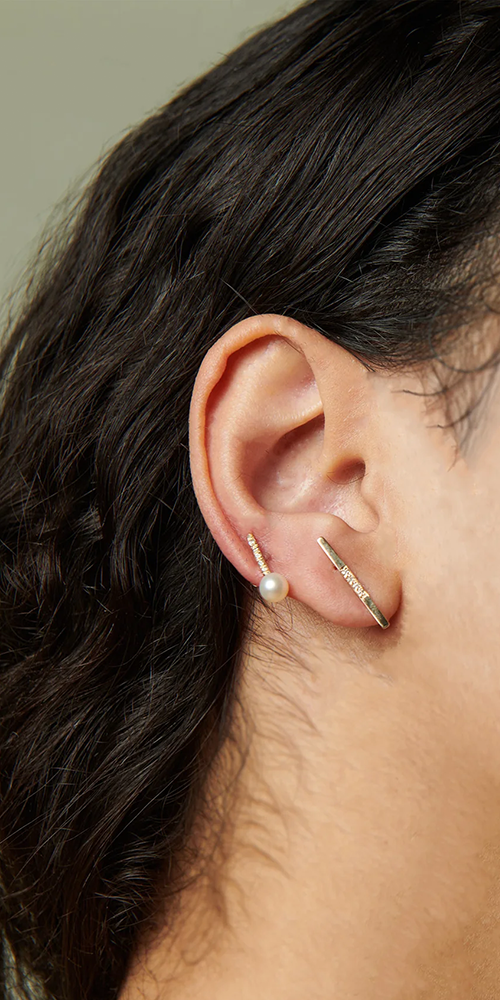 Diamond Rod Pearl Stud Earrings - Elegant & Timeless Jewelry for Women | Perfect for Weddings, Parties & Special Occasions