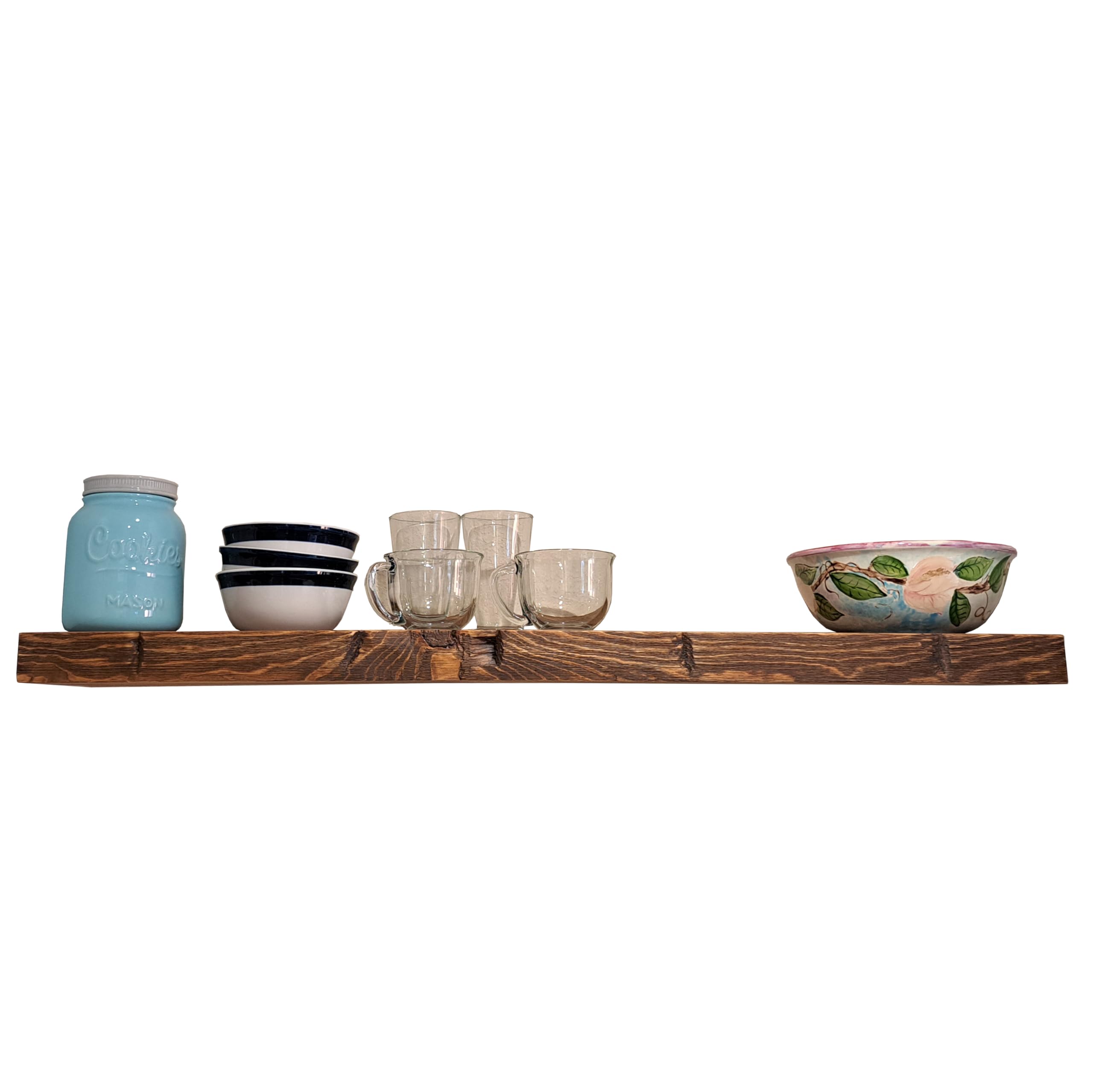 Joelsantiques Floating Shelves - Natural Wood Wall Shelf for Bathroom, Kitchen, Bedroom - Invisible Bracket Mounted Home Decor - Medium Brown 2