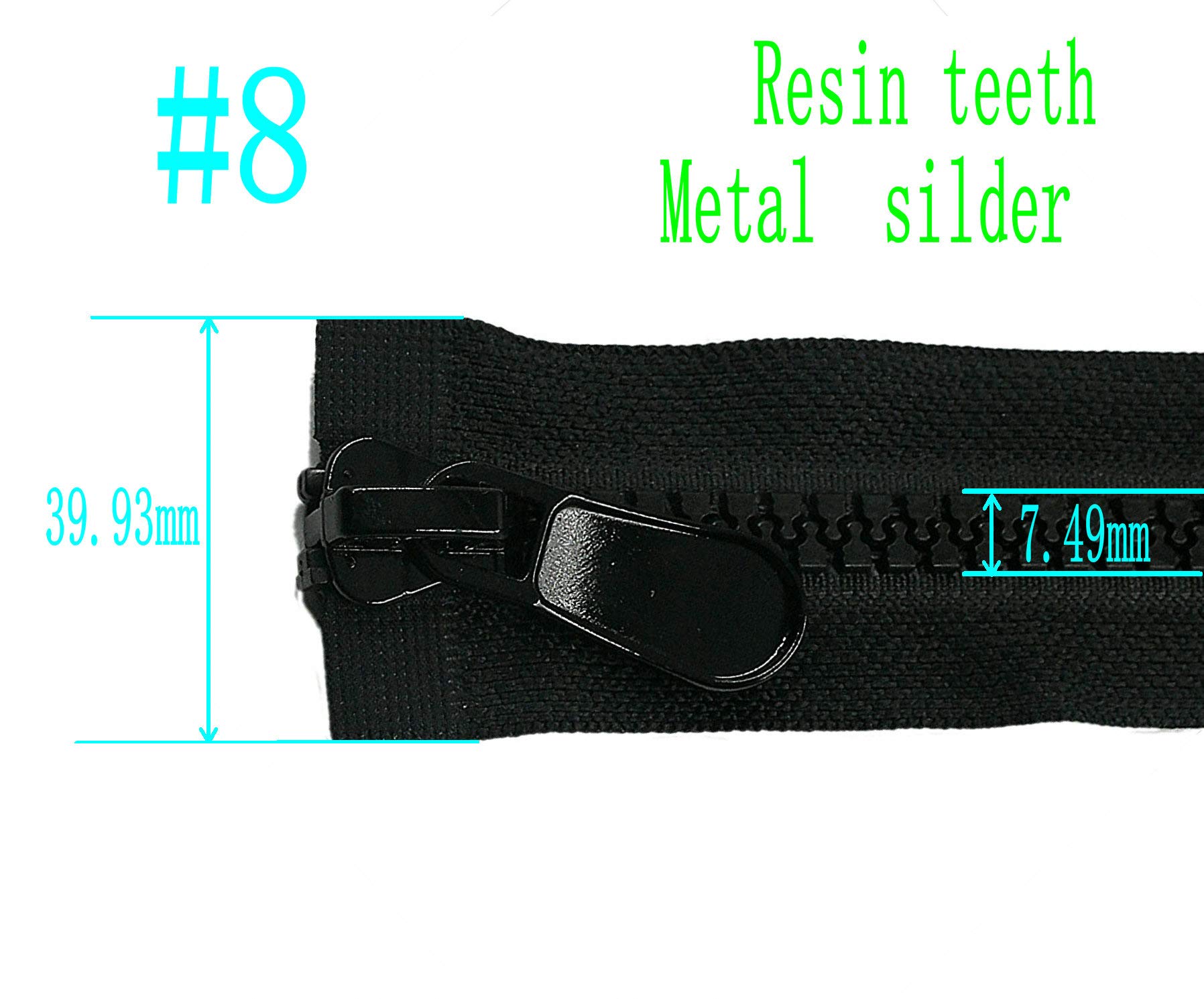 Leekayer 24 Inch Heavy Duty Two-Way Separating Zipper - 8# Size, 60cm Black Resin Zipper for Jackets, Coats, Luggage & DIY Sewing Projects | Durable Replacement Zippers for Handmade Crafts & Bulk Sewing Supplies