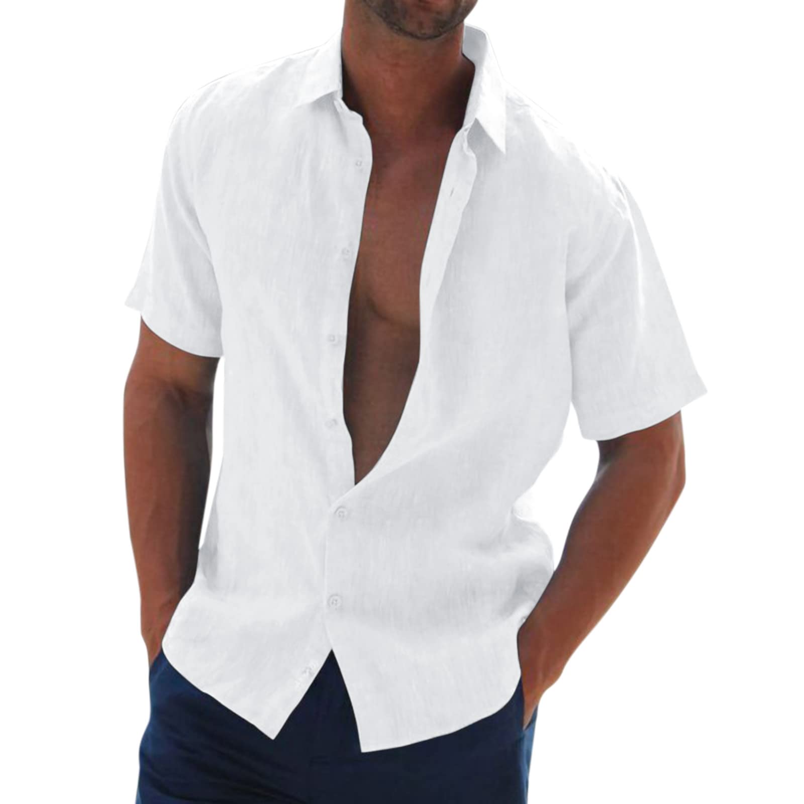 Men's Short Sleeve Dress Shirts - Slim Fit Poplin Button Up Shirt | Stylish Solid Color Casual & Formal Wear | Perfect for Tropical Vacations, Beach Holidays & Office Wear