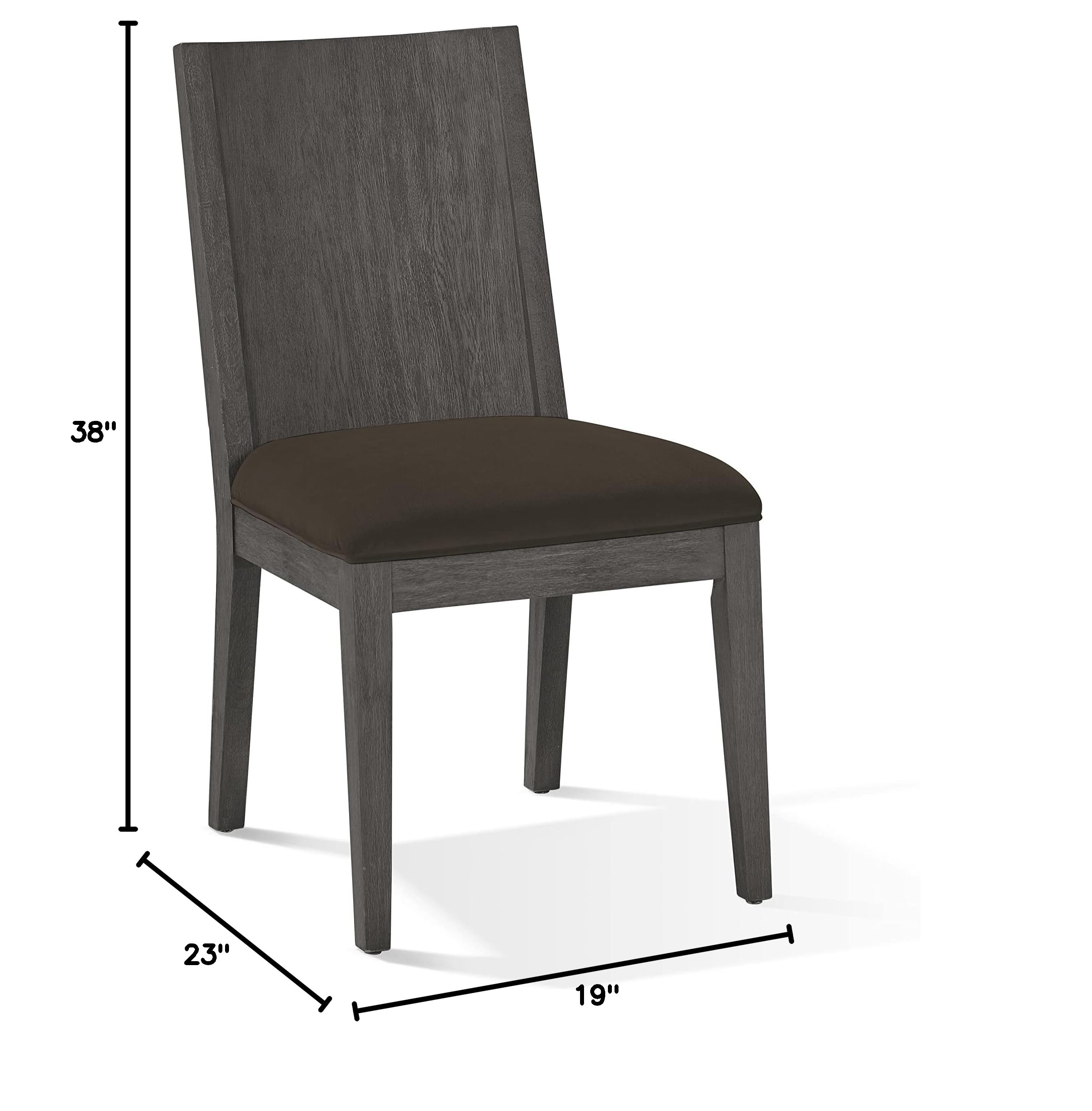 Modus Furniture Modern Dining Chairs Set of 2 - Thunder Grey Upholstered Side Chairs for Kitchen, Dining Room & Office