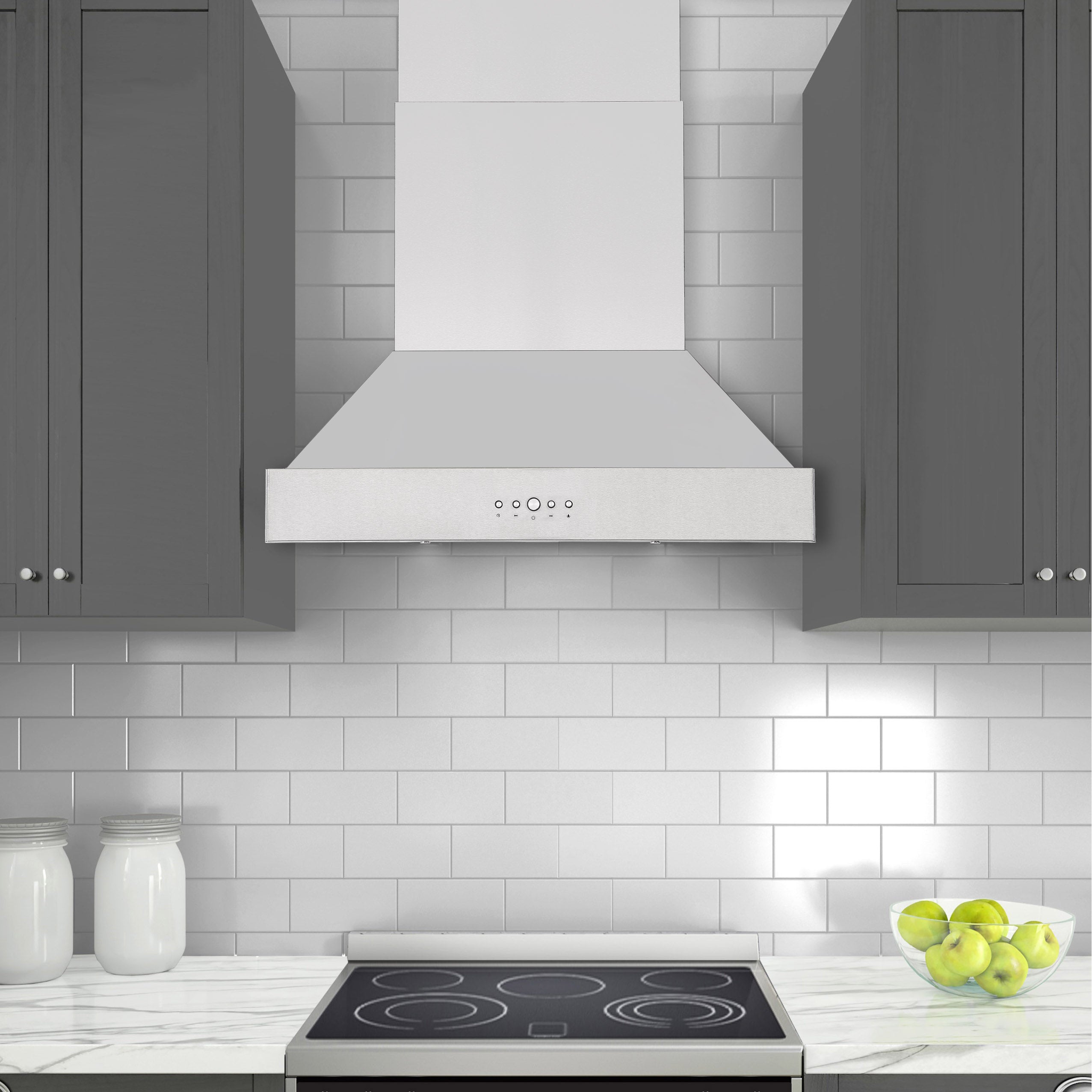30 Inch Stainless Steel Wall Mounted Pyramid Range Hood - Professional Series Kitchen Ventilation for Modern Homes | Perfect for Cooking, Baking & Grilling