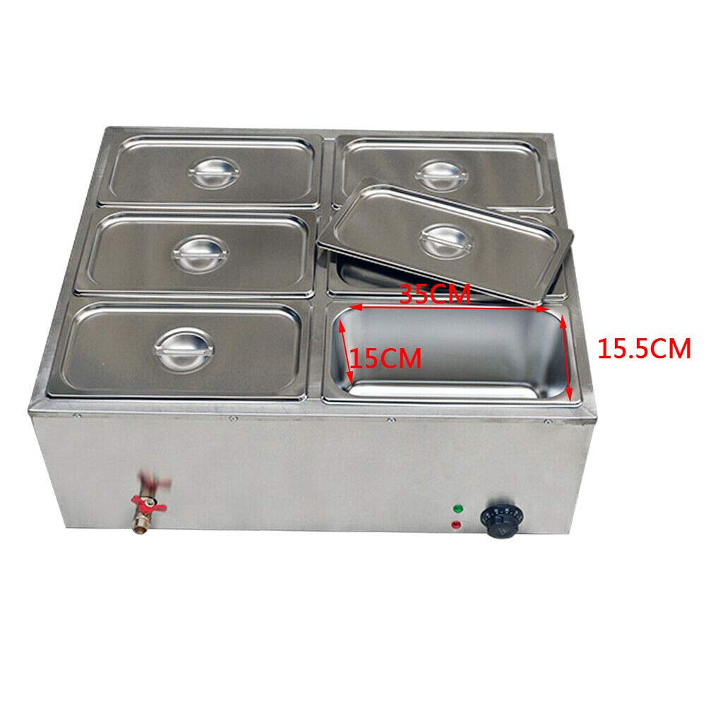 Commercial Food Warmer - 6 Pot Portable Steam Table Countertop Soup Station 110V | Buffet Catering, Restaurant Kitchen, Food Service & Event Heating Solution