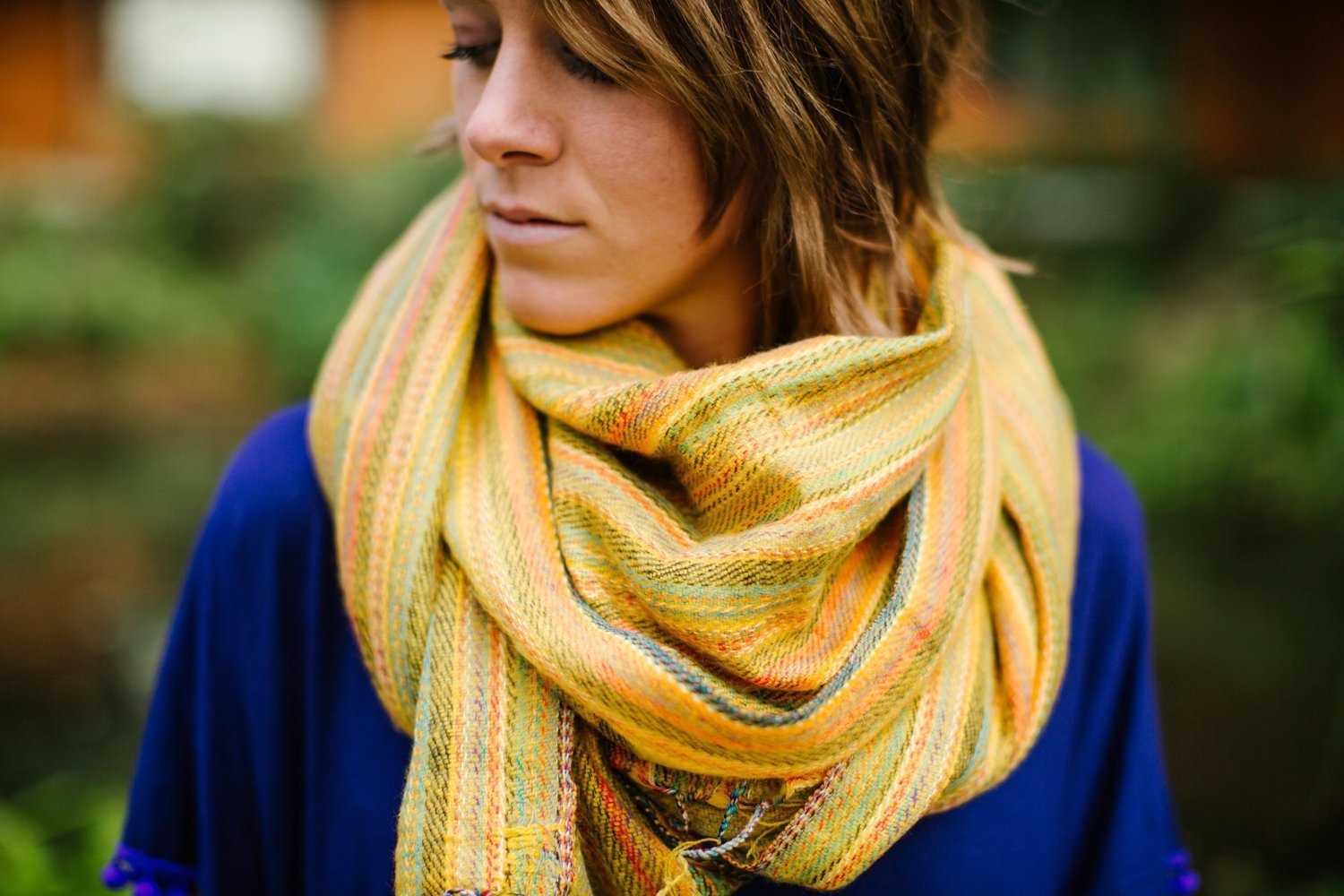 Hand Woven Yellow Striped Scarf - Soft Lightweight Fashion Accessory for Women & Men - Perfect for Winter, Fall, and Everyday Outfits
