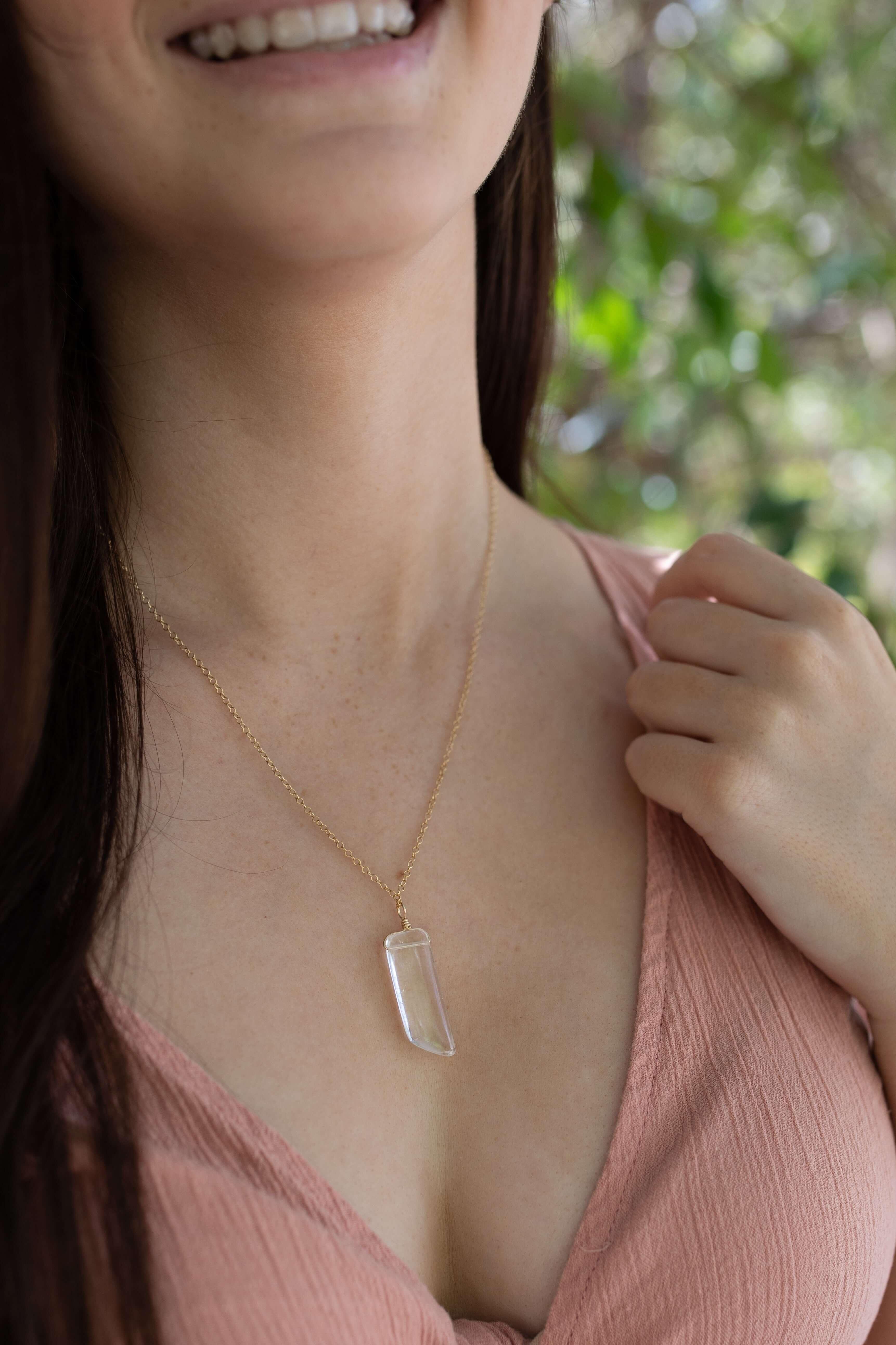 Natural Smooth Crystal Quartz Point Necklace - Healing Stone Pendant for Meditation, Energy Cleansing & Spiritual Balance | Perfect for Yoga, Reiki & Chakra Alignment