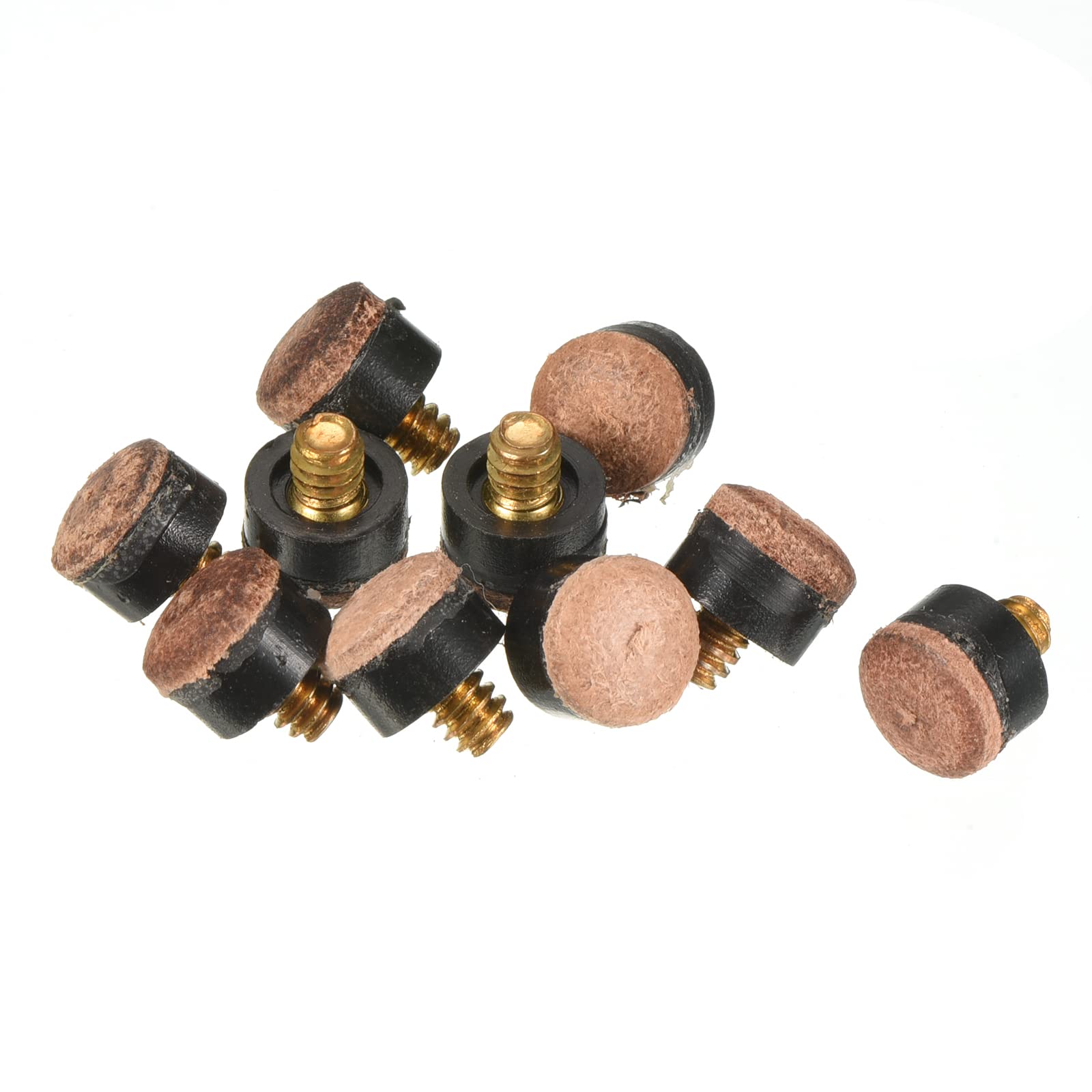 PATIKIL 10mm Dia Screw-on Pool Cue Tips - 10 Pack Brown Billiard Cue Tips for Snooker, Pool Stick Replacement Accessories - Perfect for Professional & Home Game Rooms