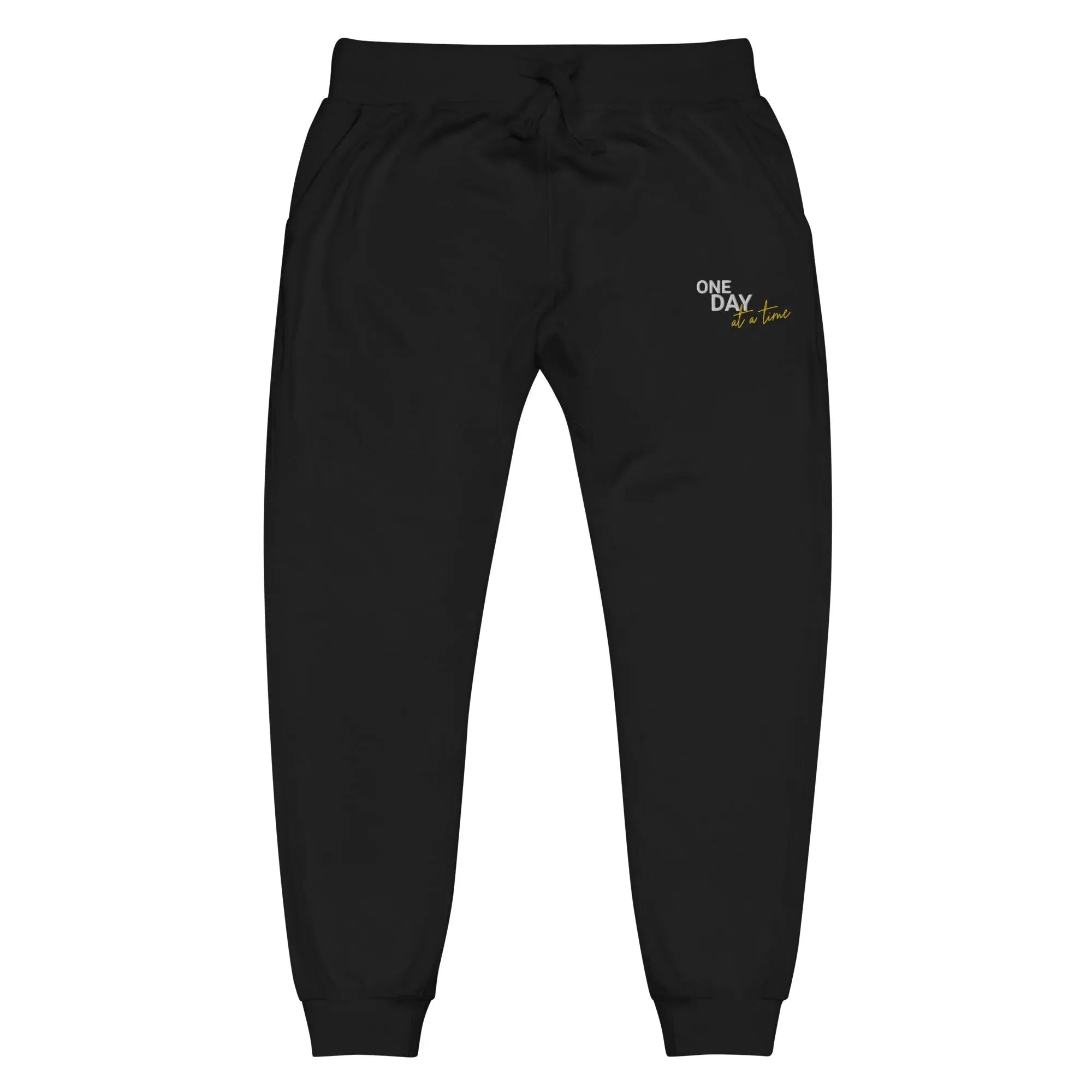 One Day At A Time Embroidered Unisex Fleece Sweatpants - Cozy Loungewear for Relaxing at Home, Yoga, and Casual Outings