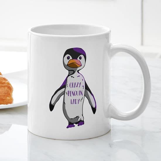 Crazy Penguin Lady 11 oz Ceramic Coffee Mug - Funny Novelty Gift for Penguin Lovers - Perfect for Hot Tea, Coffee & Office Use