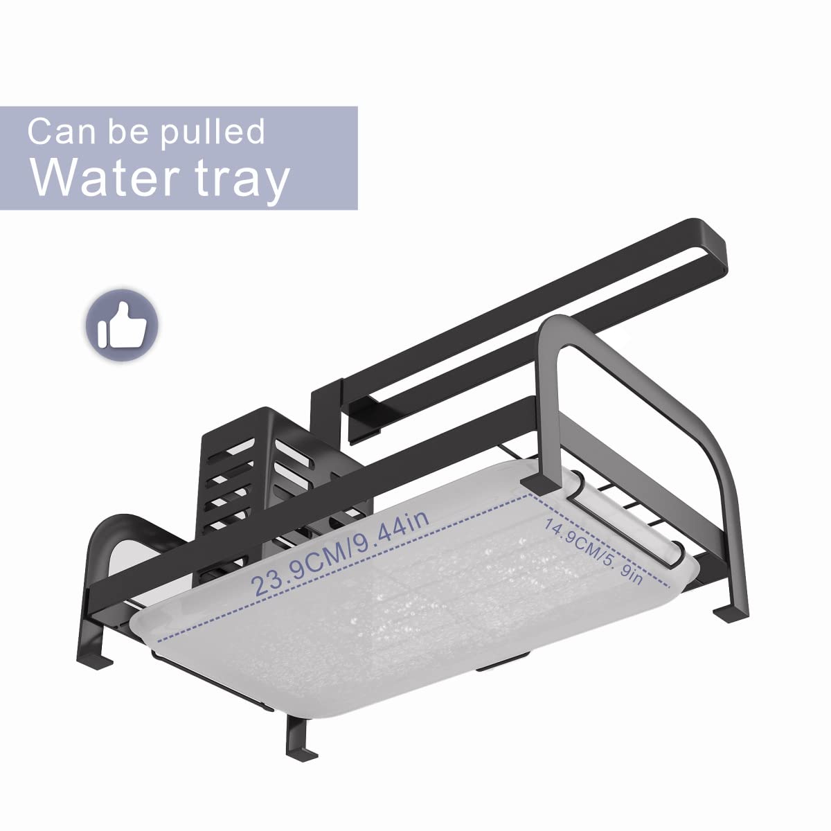 UMDONX Kitchen Sink Organizer - Dish Sponge Holder & Washing Up Caddy for Sink Organization - Black | Perfect for Kitchen Countertop, Dish Drying Rack & Sink Storage