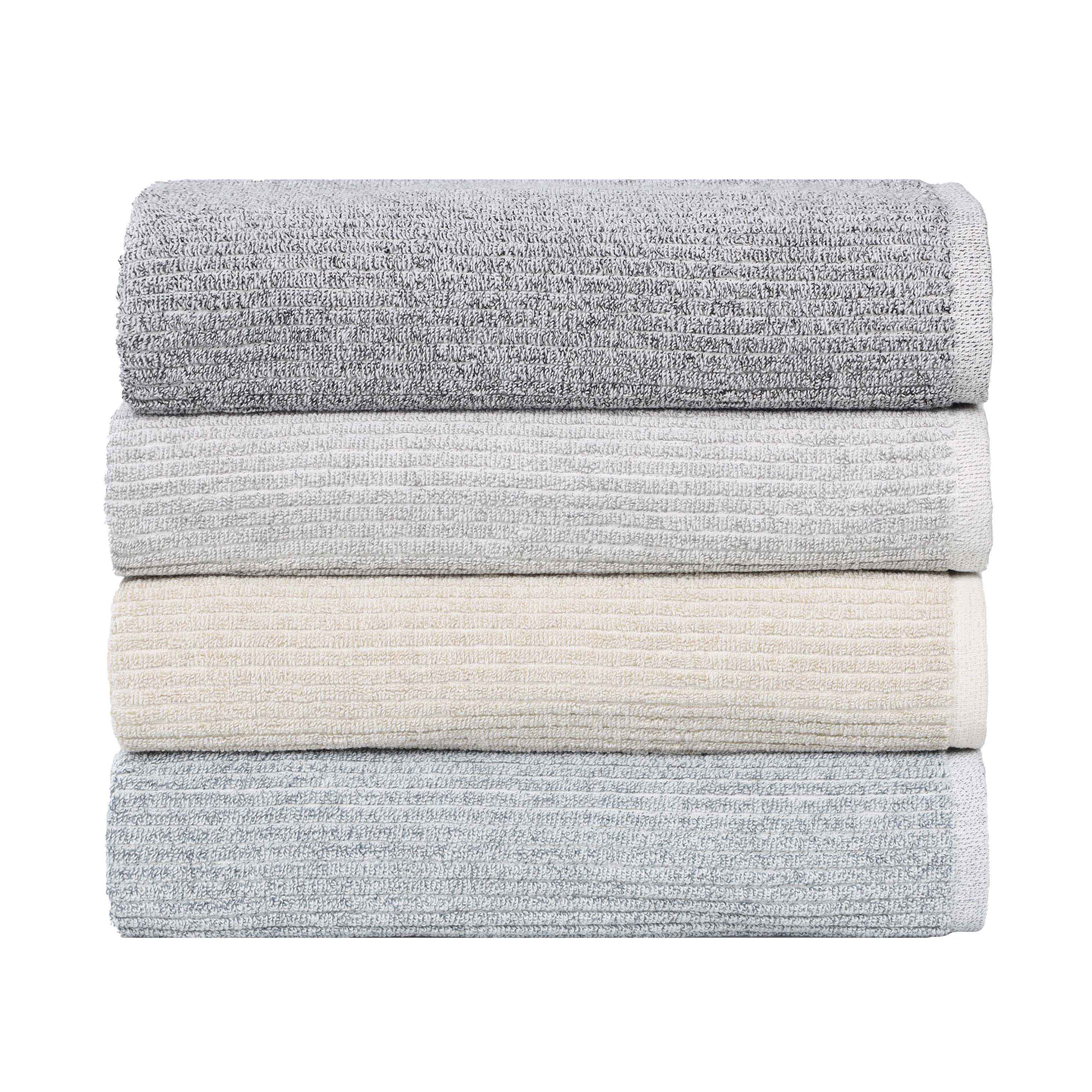 Premium Cotton Blend Ribbed Bath Towels Set of 2 - Ultra Absorbent & Soft Bath Sheets for Spa, Gym & Luxury Bathroom - Destin Collection