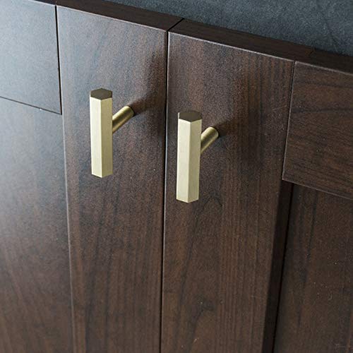 Hexagon Solid Brass Cabinet Knobs - Gold 4-Pack for Kitchen & Dresser