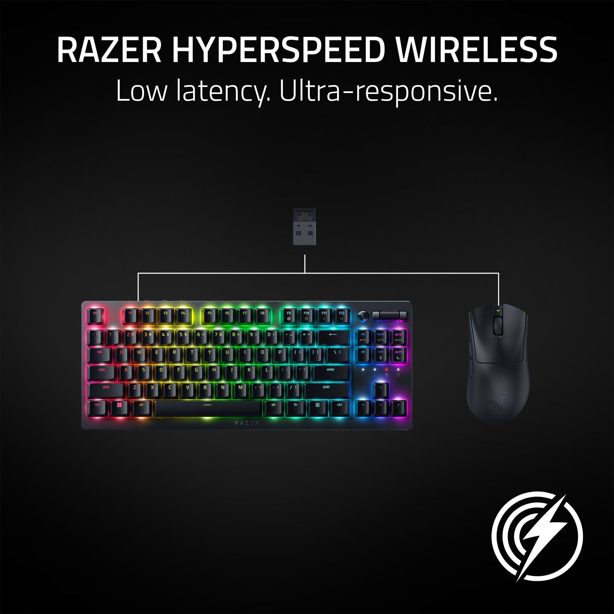 Razer DeathAdder V3 HyperSpeed Wireless Gaming Mouse - 26K DPI, 55g Ultra Lightweight, 100H Battery, 8K Hz Polling, Soft-Touch Coating - Ergonomic Esports Mouse for PC & Mac Gaming, FPS, MOBA, and Professional Work