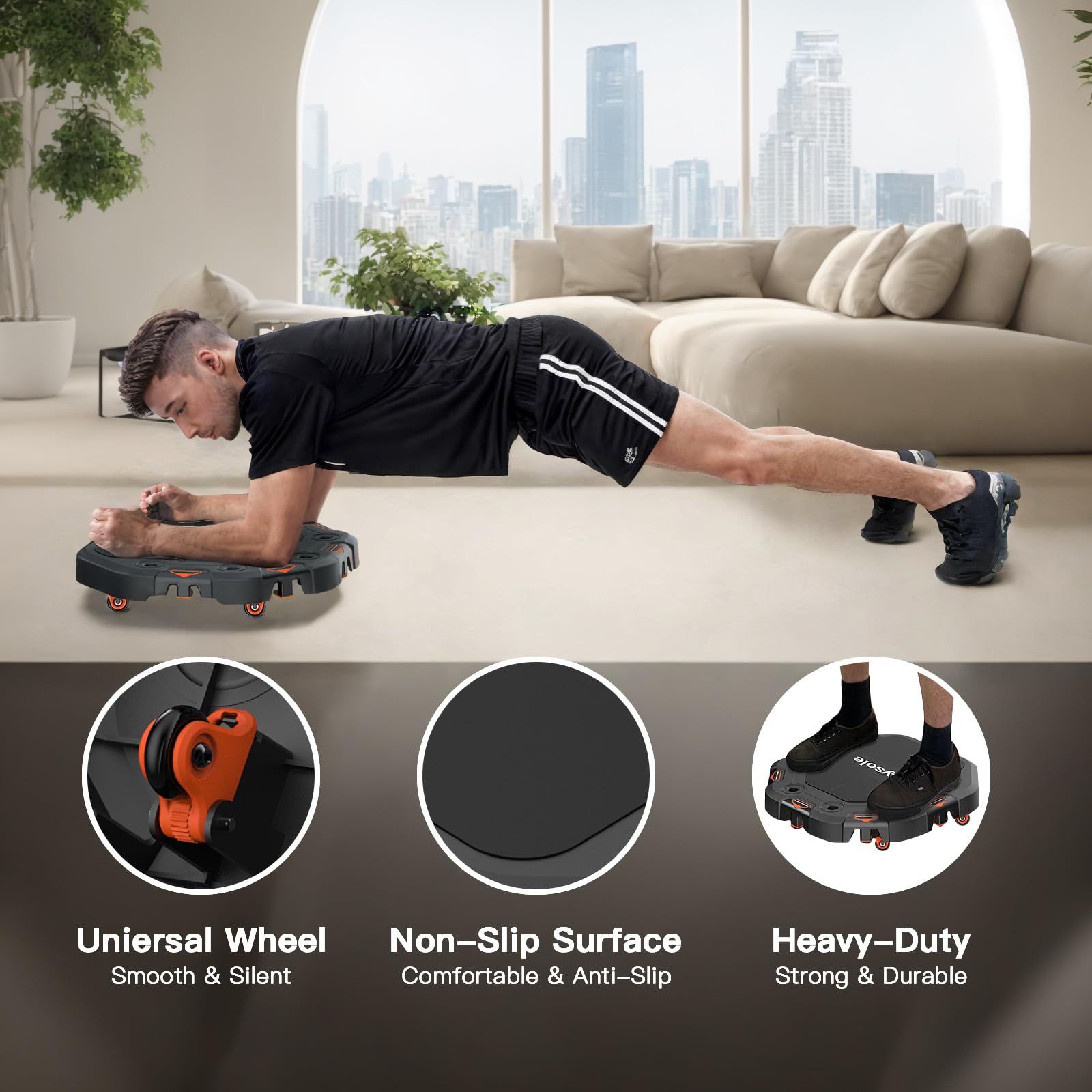 Push Up Board with Resistance Bands & Pilates Bar - 4 Wheel Ab Roller & Push Up Handles for Home Gym - Full Body Workout Equipment for Strength Training, Core Exercises & Fitness Routines (Ideal for Home Workouts, Gym Training & Pilates Sessions)