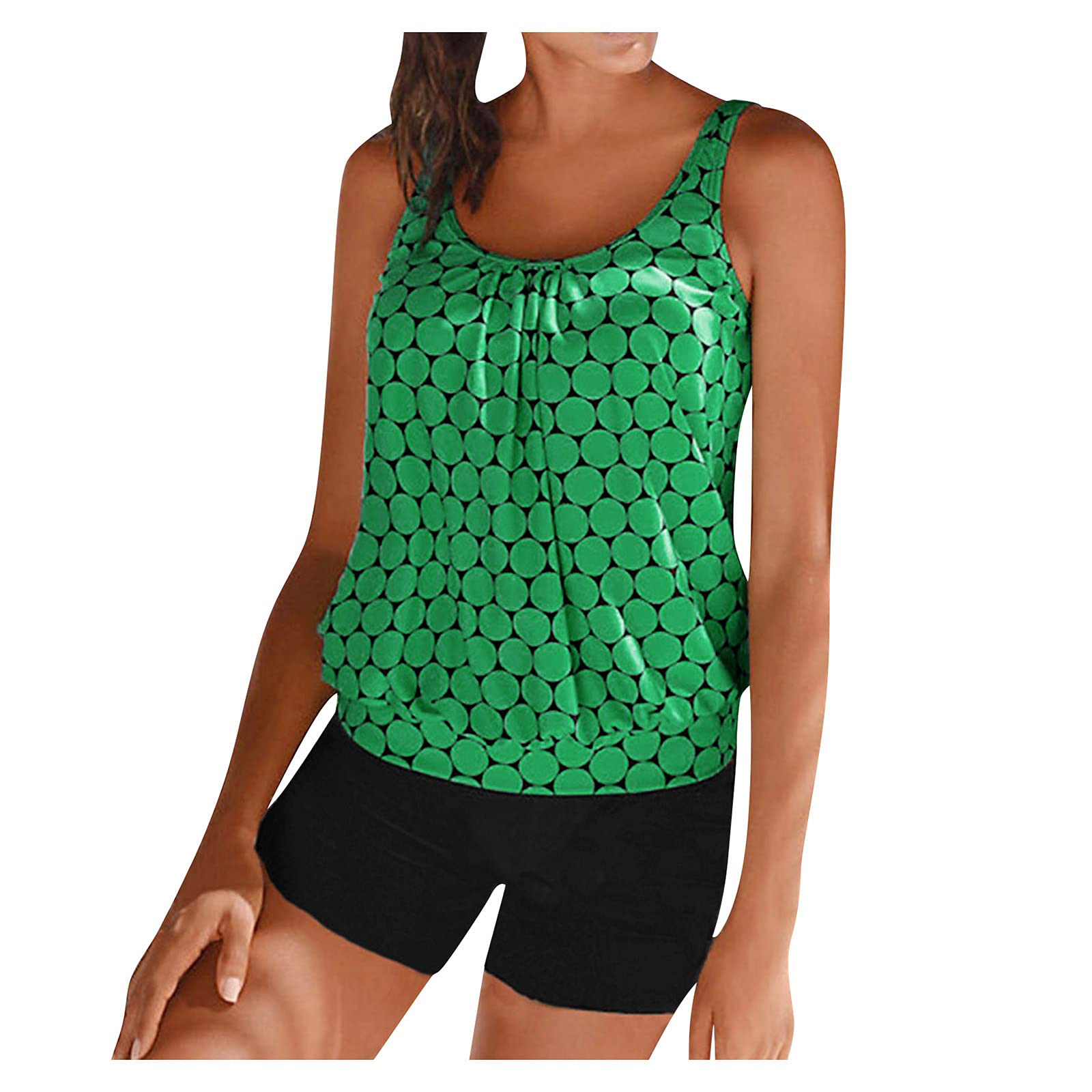 Dot Print Plus Size Tankini Swimsuit for Women - Padded Underwire Bikini Top & High Waist Swim Bottoms - Perfect for Beach, Pool & Summer Vacations