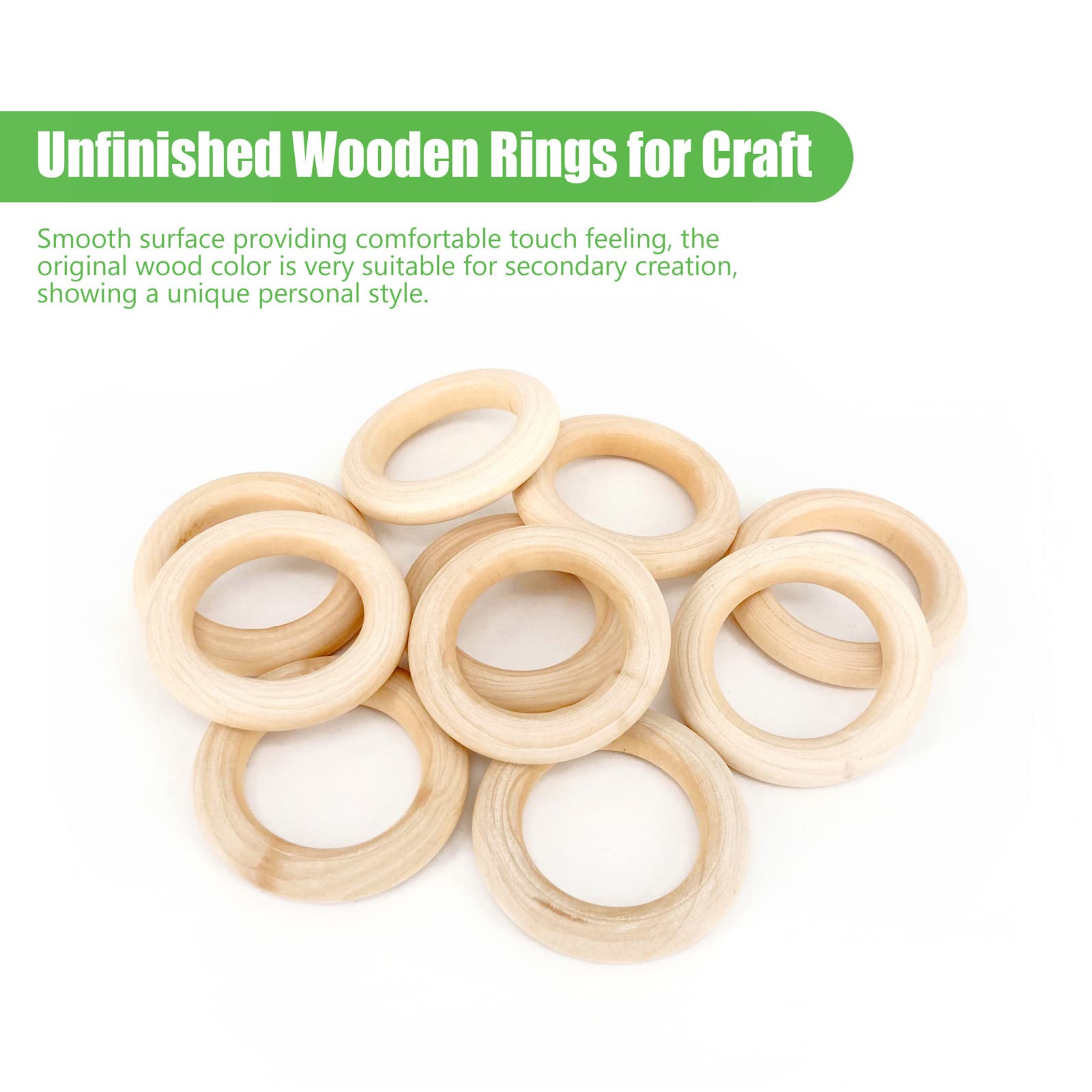 20PCS Natural Wooden Rings for DIY Crafts, Macrame Jewelry Making, Unpainted Wood Hoops (55mm/2.2inch) - Perfect for Pendants, Dreamcatchers & Home Decor Projects