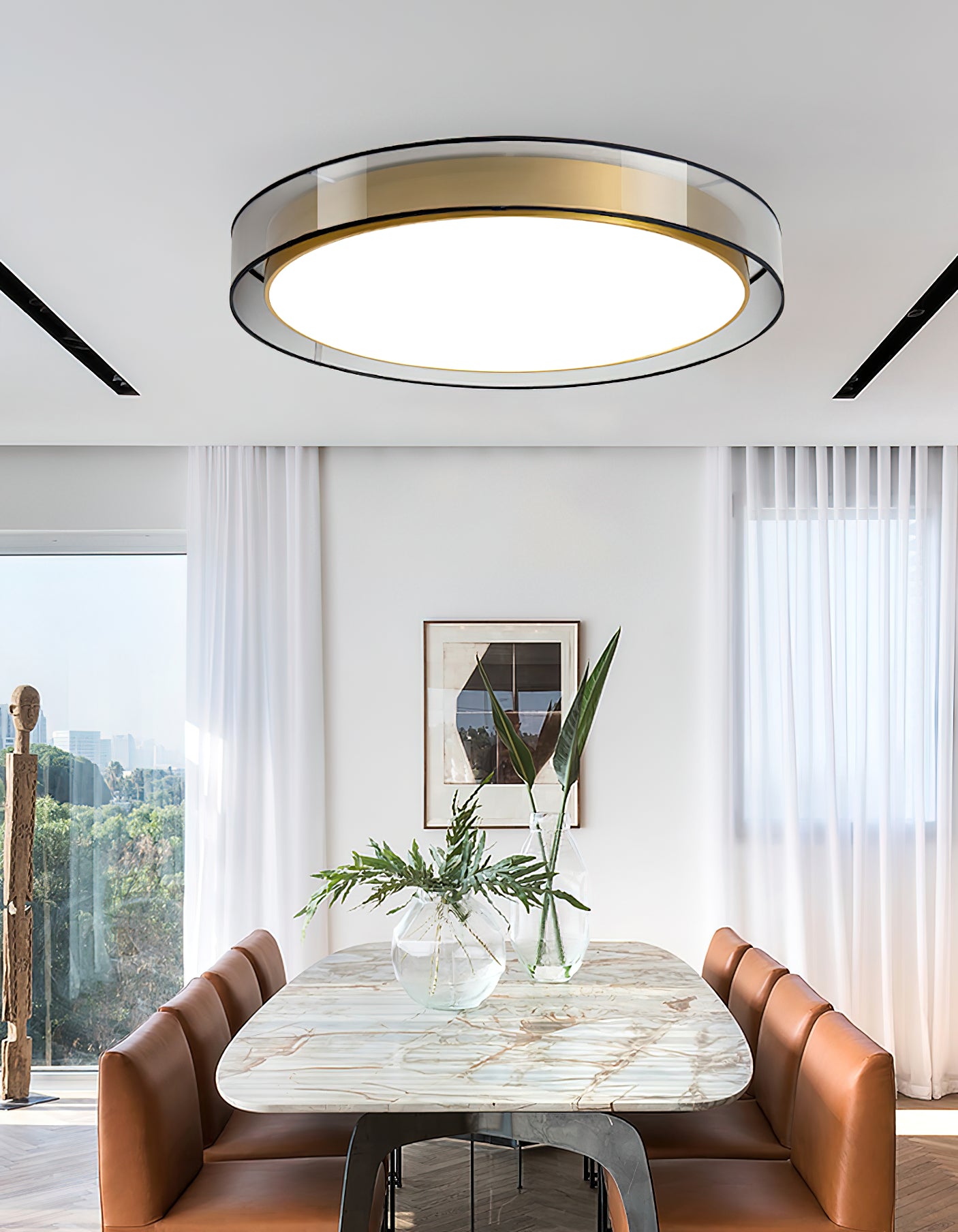 Modern LED Ceiling Light Fixture - Energy Efficient Dimmable Flush Mount Lighting for Living Room, Bedroom & Kitchen | Home & Office Use
