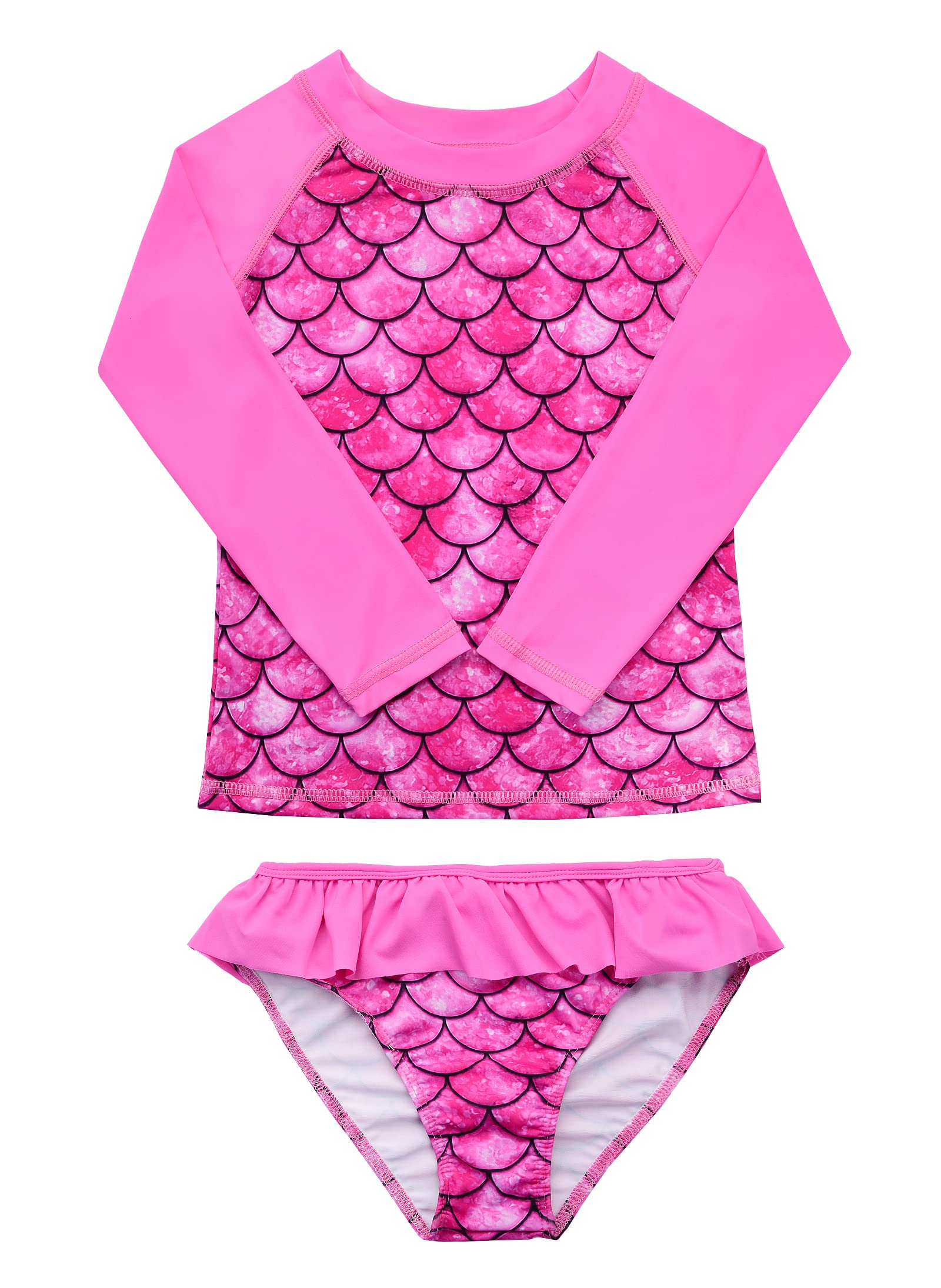 Girls Rash Guard Swimsuit 2 Piece Tankini Set - UPF 50+ Sun Protection Swimwear for Beach, Pool & Water Sports