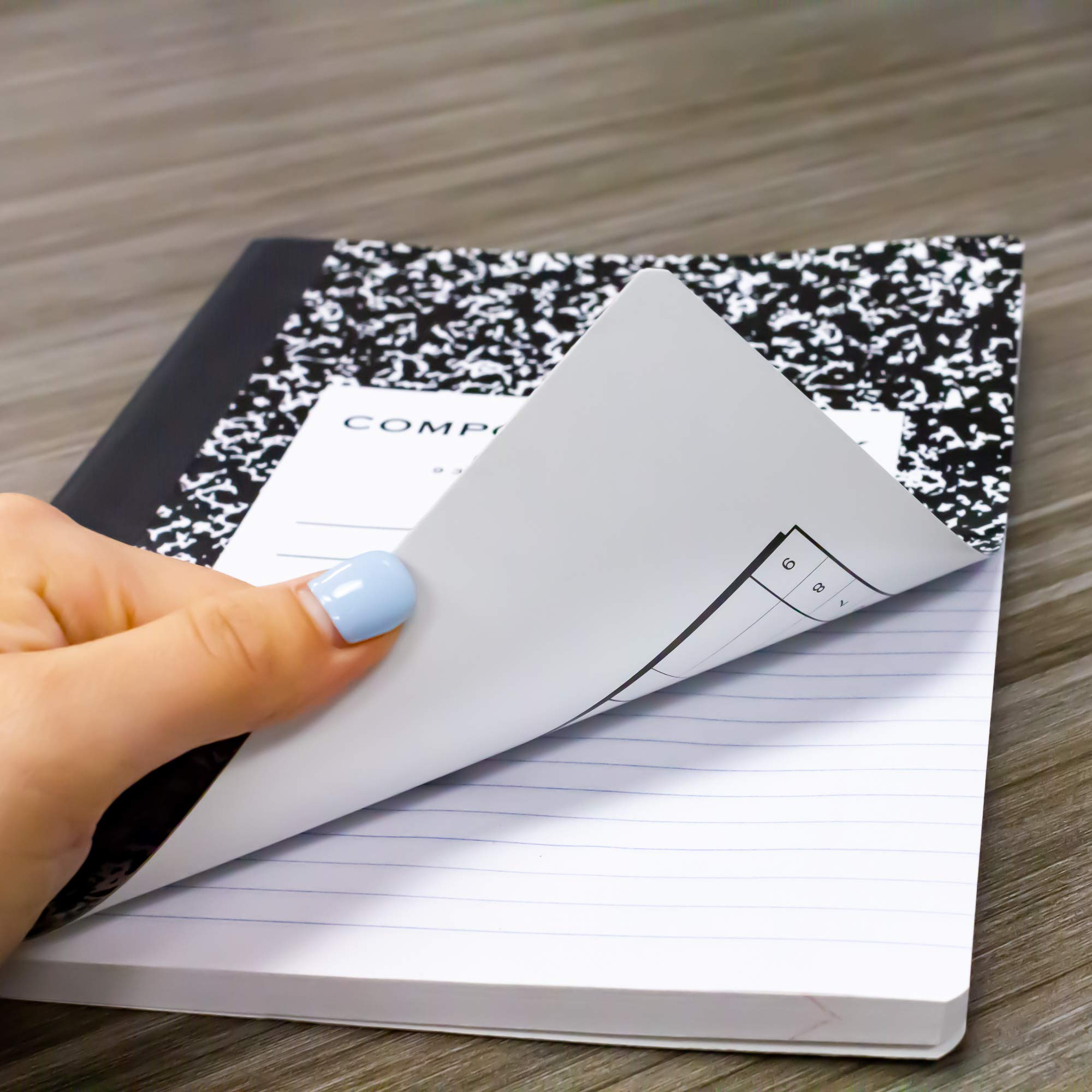 BAZIC Wide Ruled Composition Notebook - 100 Sheets, Premium Black Marble Cover, Lined Writing Journal for School, Office & College Note Taking (1-Pack) | Perfect for Class Notes, Homework & Daily Journaling