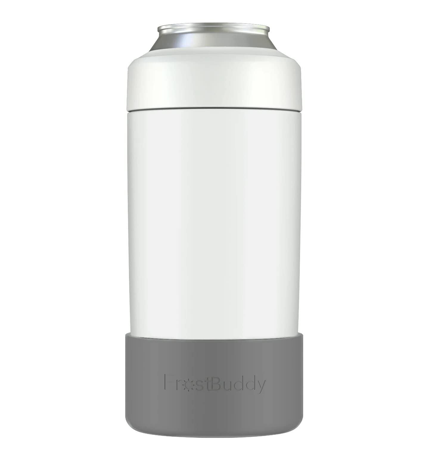 Universal Buddy 2.0 Insulated Can Cooler with Non-Slip Bumper - Grey | Keeps Drinks Cold for Hours | Perfect for Beach, Pool, BBQs & Outdoor Parties