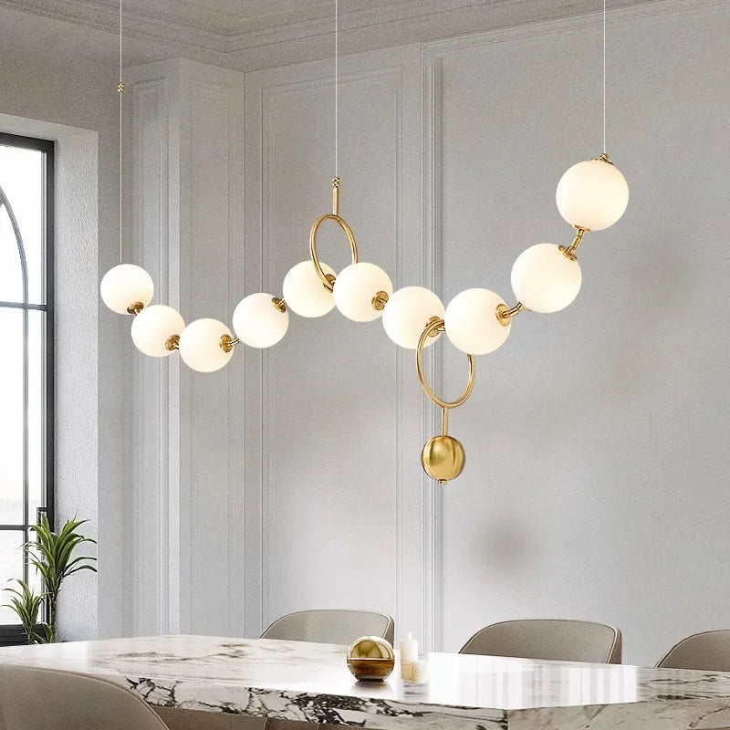Modern Minimalist Bubble Glass Orb Chandelier - Elegant Ceiling Light Fixture for Dining Room, Living Room, Bedroom Decor | Energy Efficient LED Lighting for Home & Office Spaces