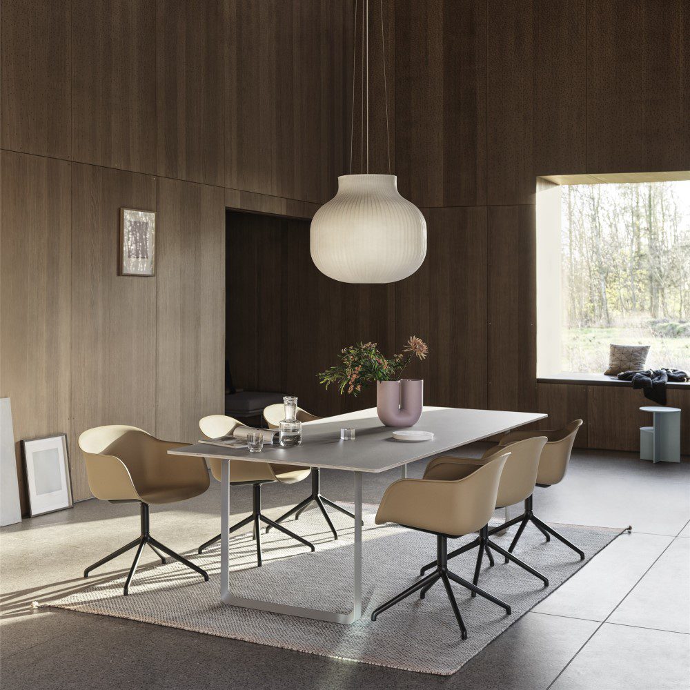MUUTO Strand Pendant Lamp Ø60cm (Closed) White - Modern Scandinavian Hanging Light Fixture for Dining Room, Kitchen Island & Living Room Decor