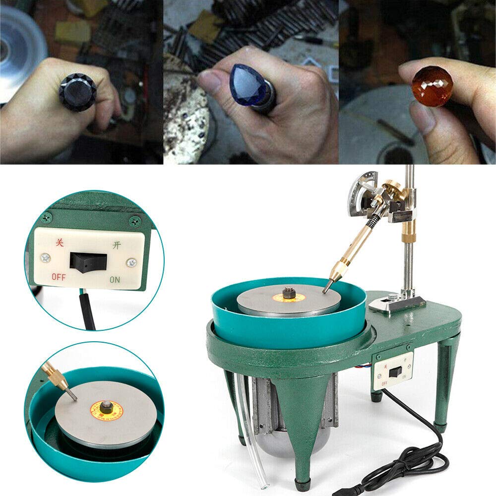 180W Electric Gem Faceting Machine - Jewelry Polisher & Gemstone Cutting Tool with 6 Inch Diamond Grinding Disc for Lapidary, Jewelry Making & Rock Polishing | Perfect for DIY Crafts, Professional Bench Work & Stone Shaping