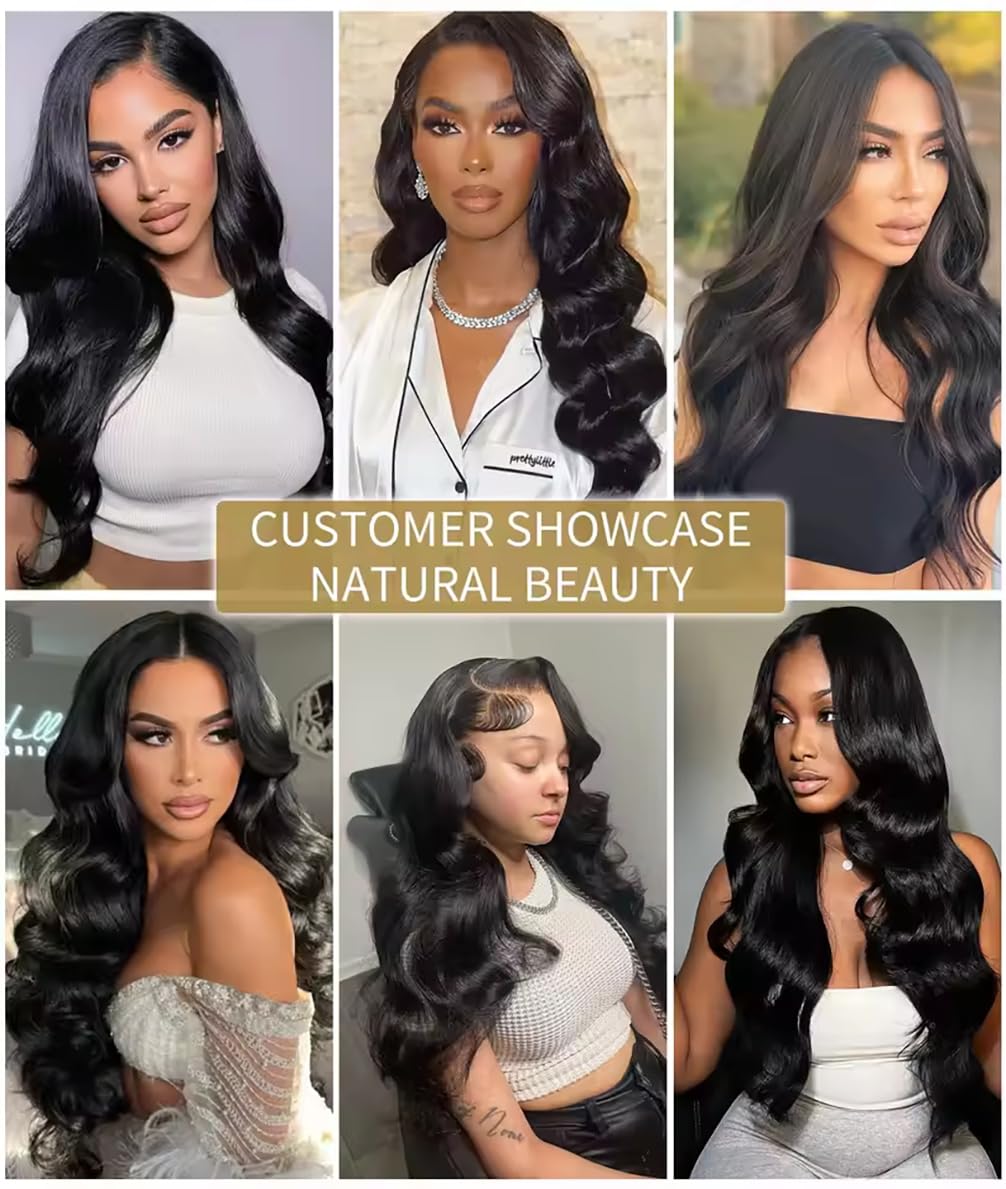 16A 100% Unprocessed Brazilian Virgin Remy Human Hair Bundles - Body Wave (16 18 20 22 Inch) for Black Women - Natural Color Wavy Hair Extensions for Styling, Weaving & Protective Hairstyles
