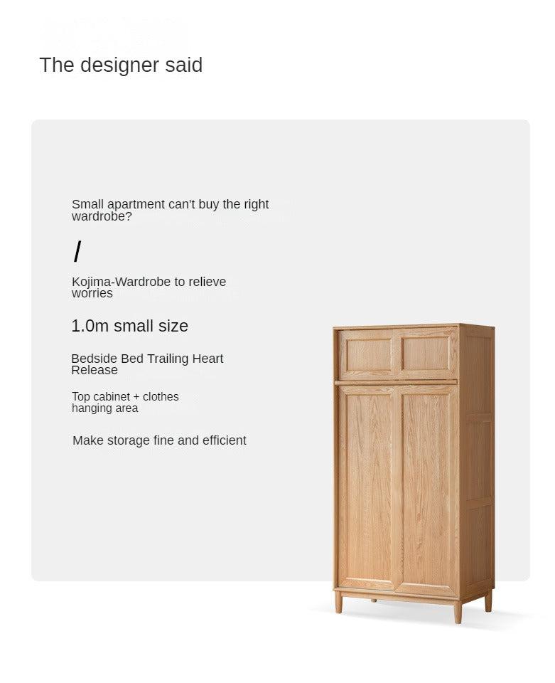 Solid Oak Wood Sliding Door Wardrobe Closet - Modern & Spacious Storage for Bedroom, Living Room, or Walk-In Closet