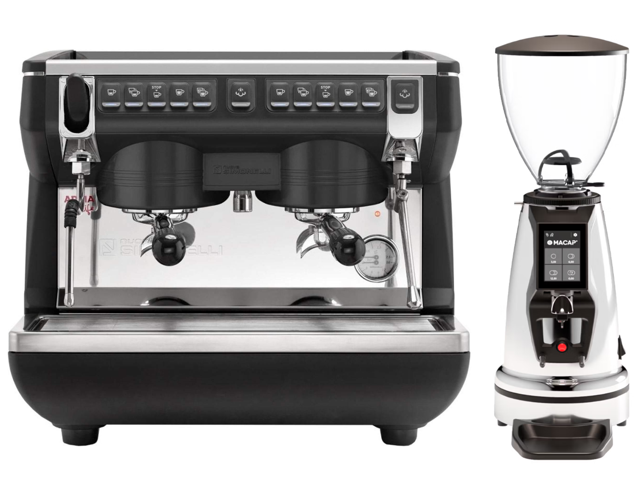 Nuova Simonelli Appia Life Compact Espresso Machine with MI40 Touch Grinder & Atom Excellence 65 Bundle - Professional Coffee Bar Setup for Home & Café Use