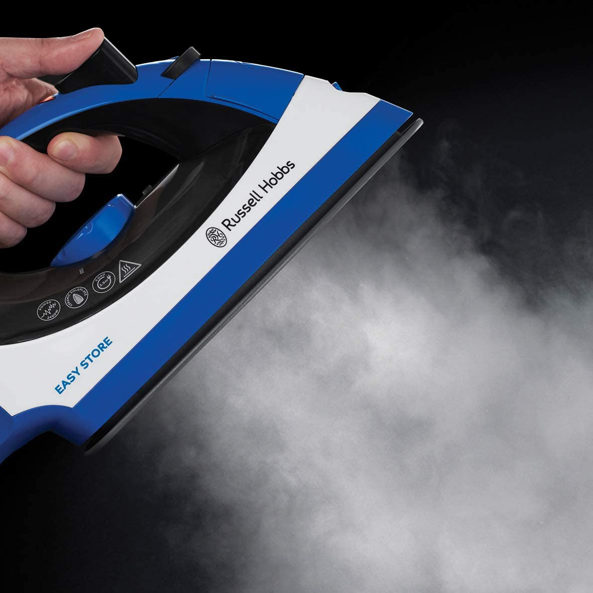 Russell Hobbs RHC1100 Easy Store Steam Iron - 45g Continuous Steam, Blue/White - Perfect for Home & Travel, Quick Wrinkle Removal for Clothes, Shirts & Fabrics