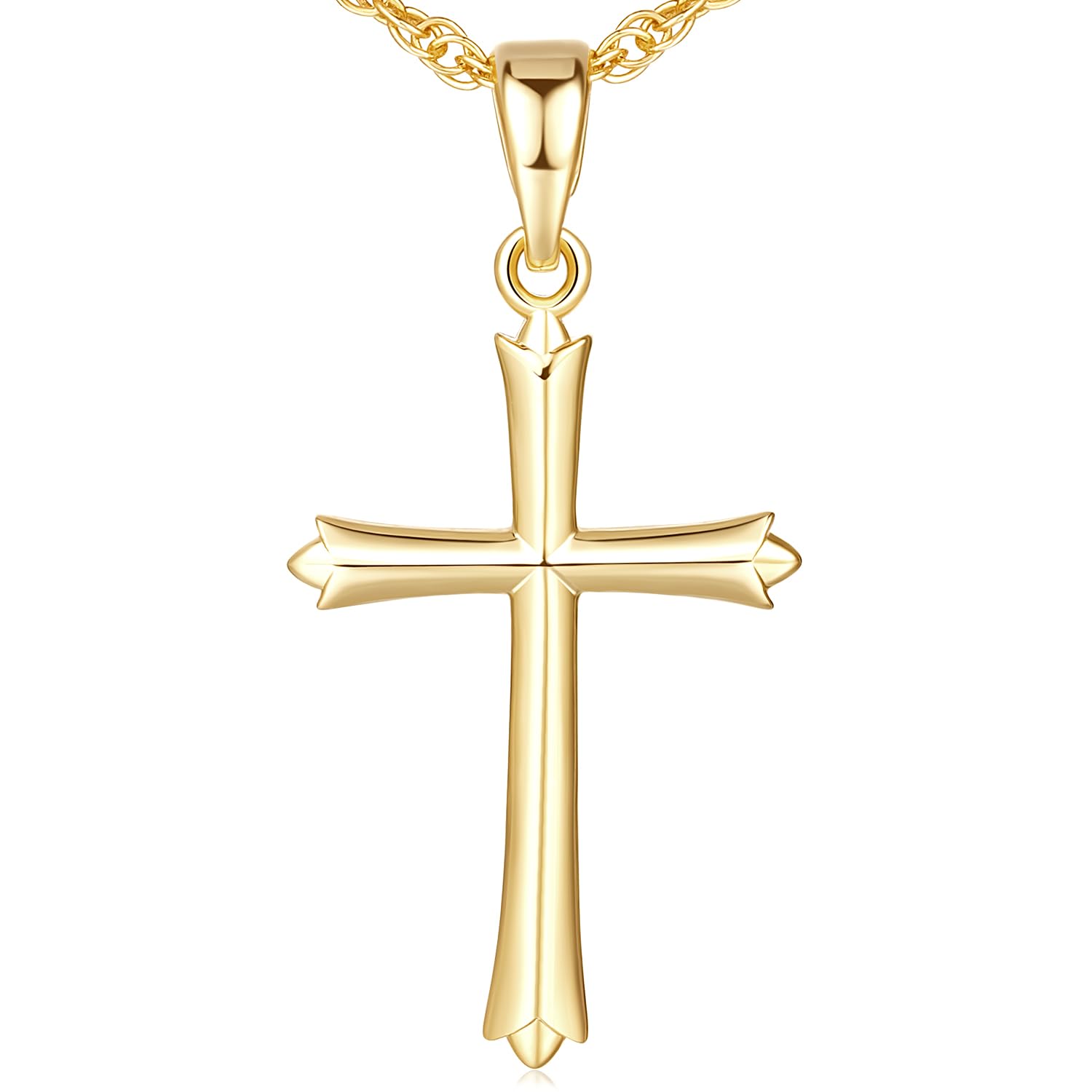14K Gold Cross Necklace for Women - Elegant Faith Pendant with Chain - Perfect for Church, Weddings & Everyday Wear