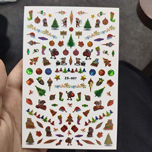 Christmas Nail Stickers 3D Foil - 5 Sheets for Nail Art Designs | Manicure Supplies for Holiday Parties