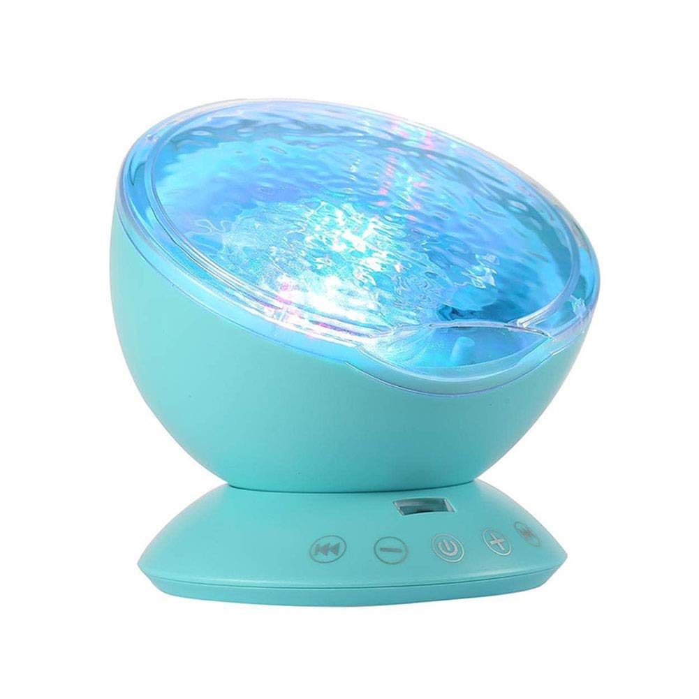 Ocean Wave Night Light Projector for Kids - Dimmable 7 Color LED with Remote & Timer, Built-in White Noise Sound Machine | Mermaid Themed Nursery Decor, Baby Shower & Christmas Gift (Blue) - Perfect for Bedtime Relaxation, Nursery Room Ambience and Soothing Baby to Sleep