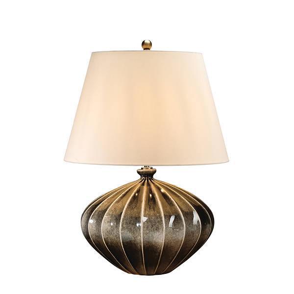 Elstead Ribbed Pumpkin Ceramic Table Lamp - Vintage Farmhouse Decor for Living Room, Bedroom & Office - Warm White Lighting for Cozy Home Ambience