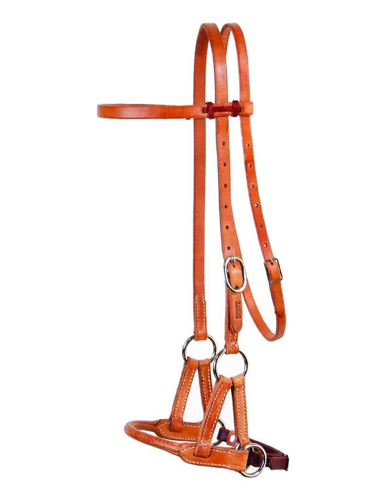 Professional's Choice Round Leather Nose Side Pull Horse Training Bridle - Durable Equestrian Equipment for Dressage, Jumping & Trail Riding
