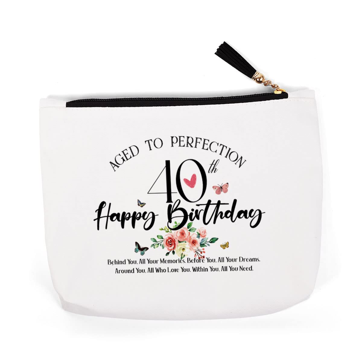 40th Birthday Gifts for Women - Elegant Makeup Cosmetic Bag for Mom, Wife, Sister, Friend, Teacher, Boss & Colleagues - Perfect Gift for Special Occasions & Travel Essentials
