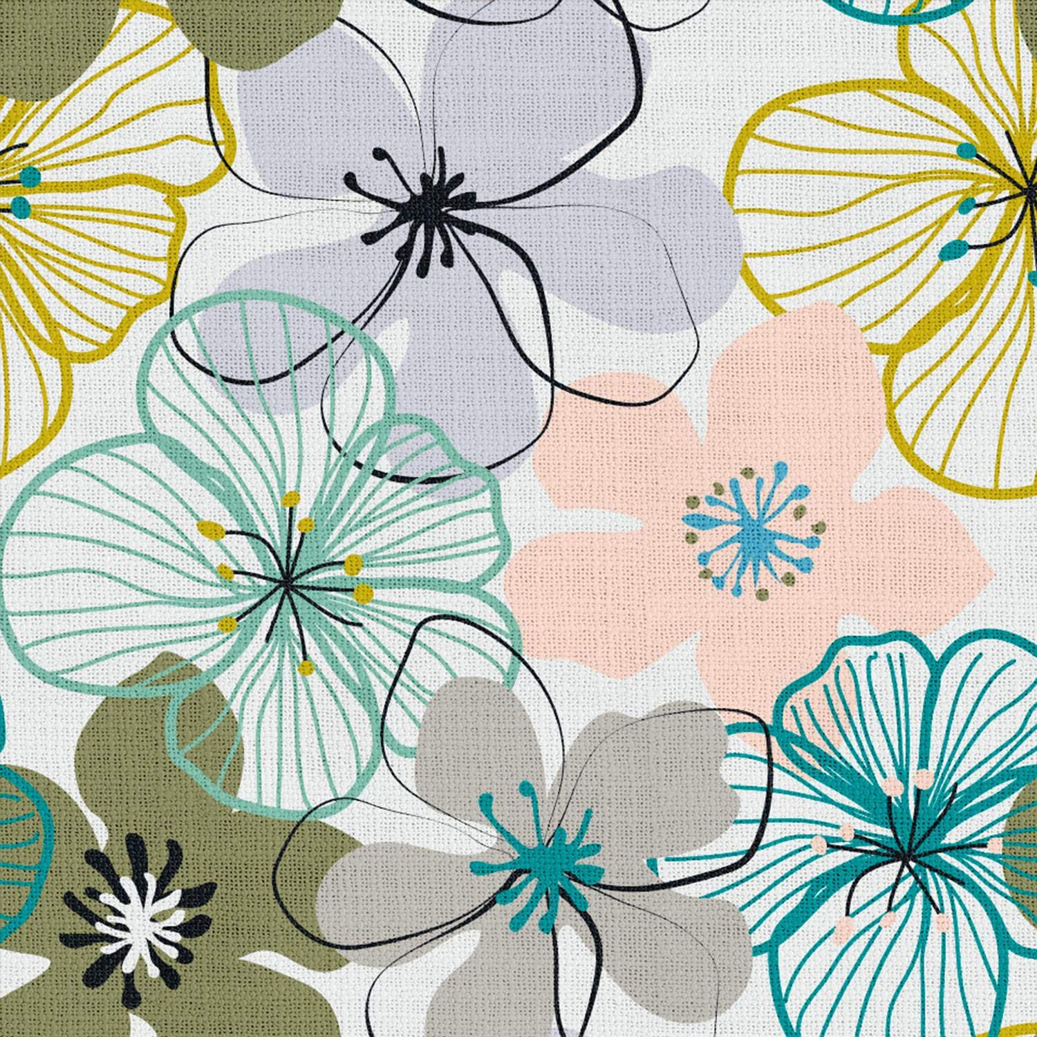 Floral Linen Blackout Curtains Extra Wide 150x96 Inches - Pinch Pleat Room Darkening Drapes for Living Room, Bedroom & Large Windows | Light Reducing, Black & Blue Floral Design (1 Panel)