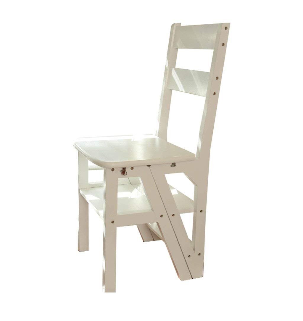 Foldable Wooden Step Stool with 4 Steps - 150kg Weight Capacity - Solid Wood Adjustable Ladder Stool for Home, Kitchen, Bathroom, and Office Use