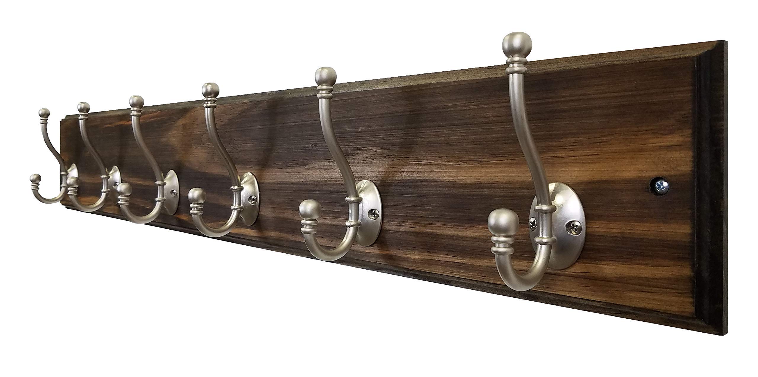 Brookside Wall Mounted Coat Hooks - Set of 2, 5 or 10 Double Hooks for Towels, Hats & Clothing | 20 Color Options Including Dark Walnut | Perfect for Entryway, Bathroom & Bedroom Organization