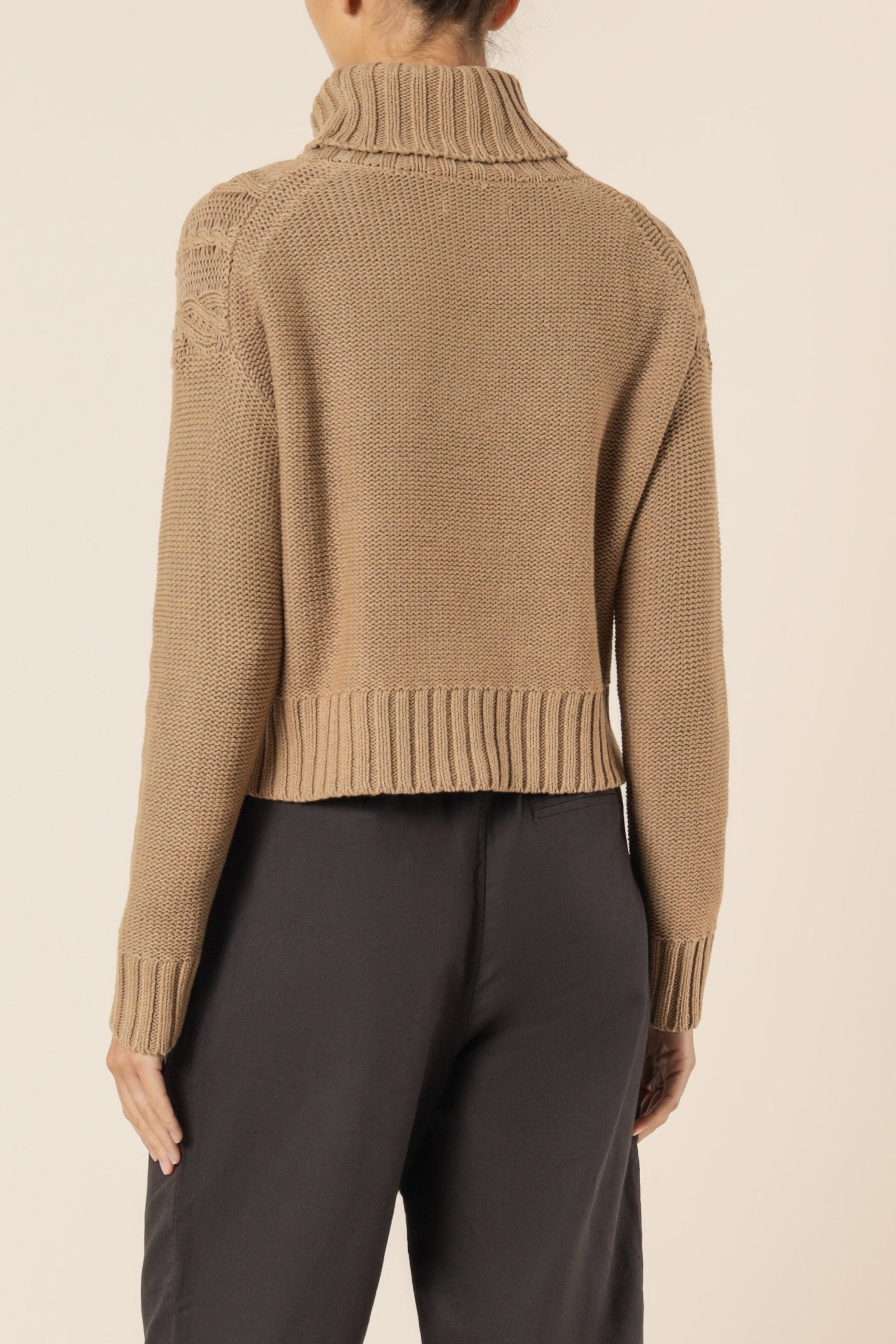 Dorian Cable Knit Sweater Women's Mocha Brown - Cozy Winter Pullover for Casual Outfits & Holiday Gatherings
